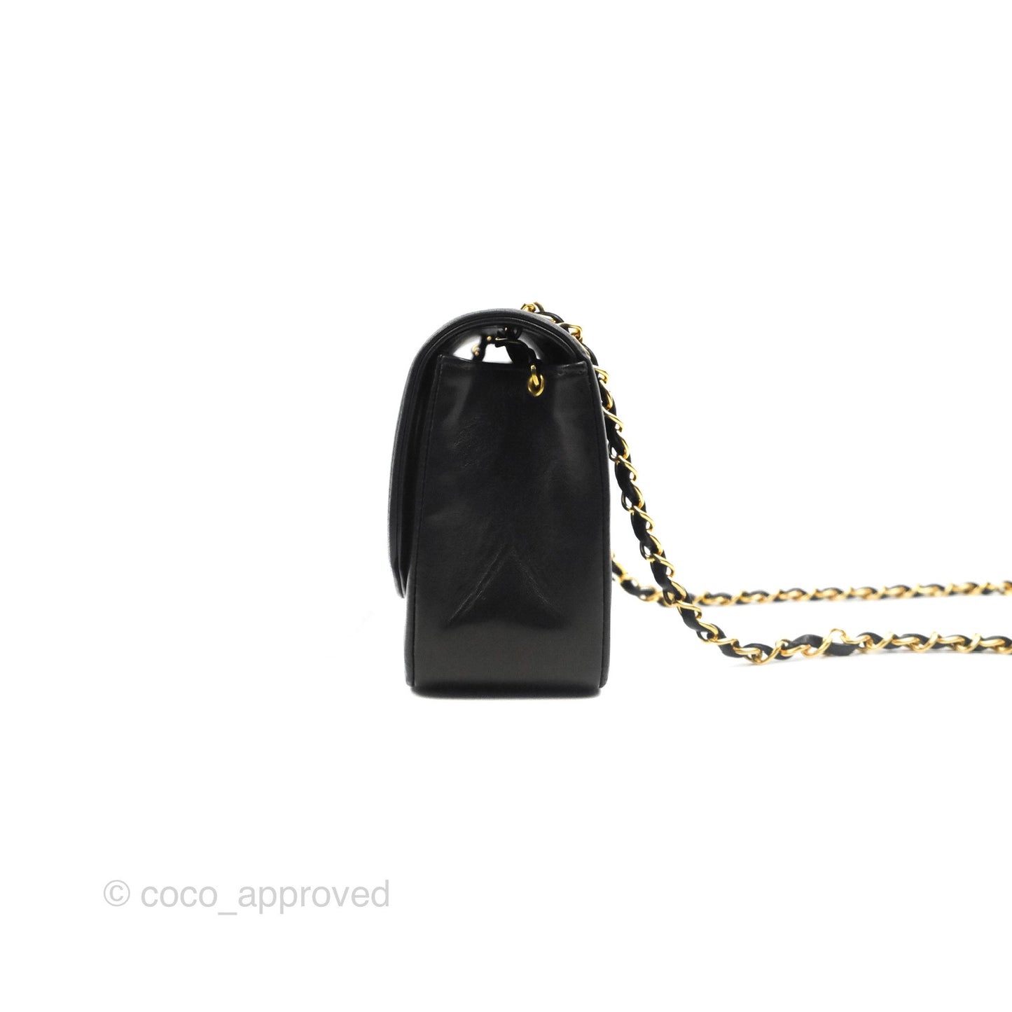 Chanel Vintage Small Quilted Classic Diana Flap Bag Black Lambskin 24K Gold Hardware