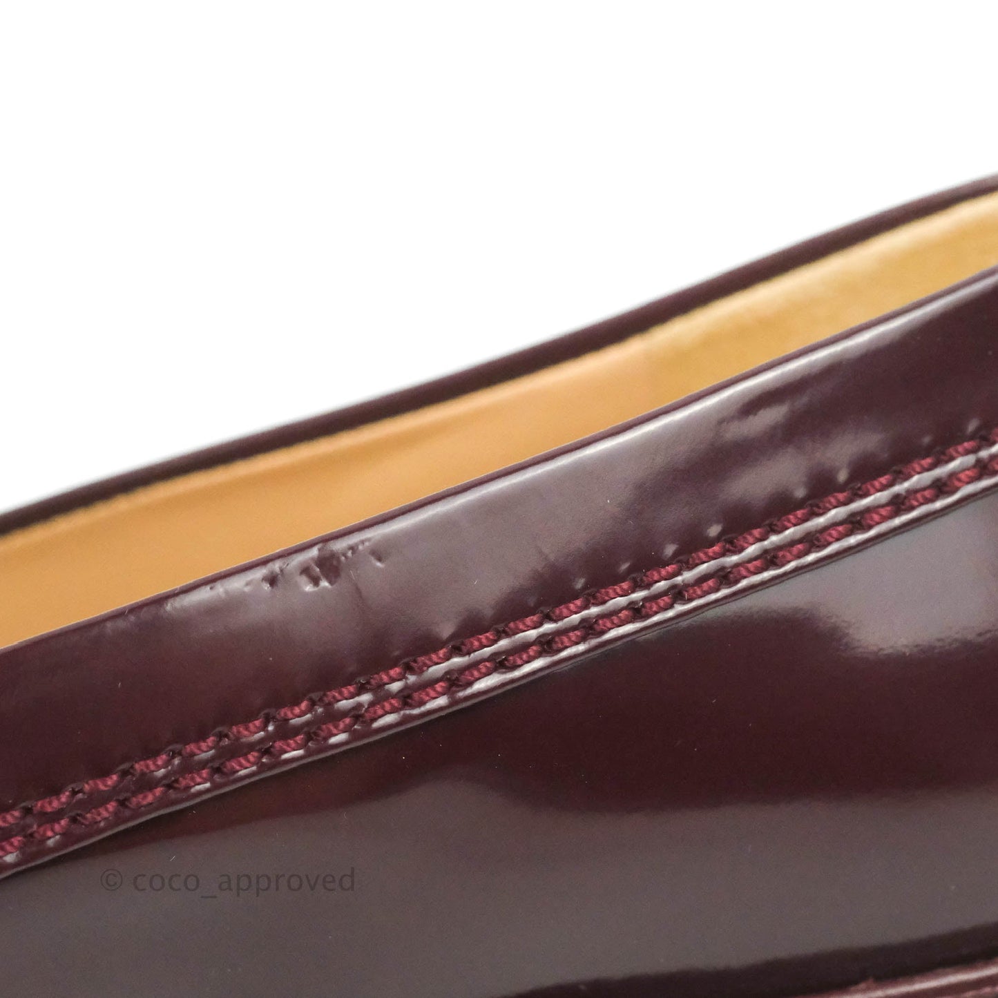 Chanel Patent Calfskin Bordeaux Loafers 21S Size 37