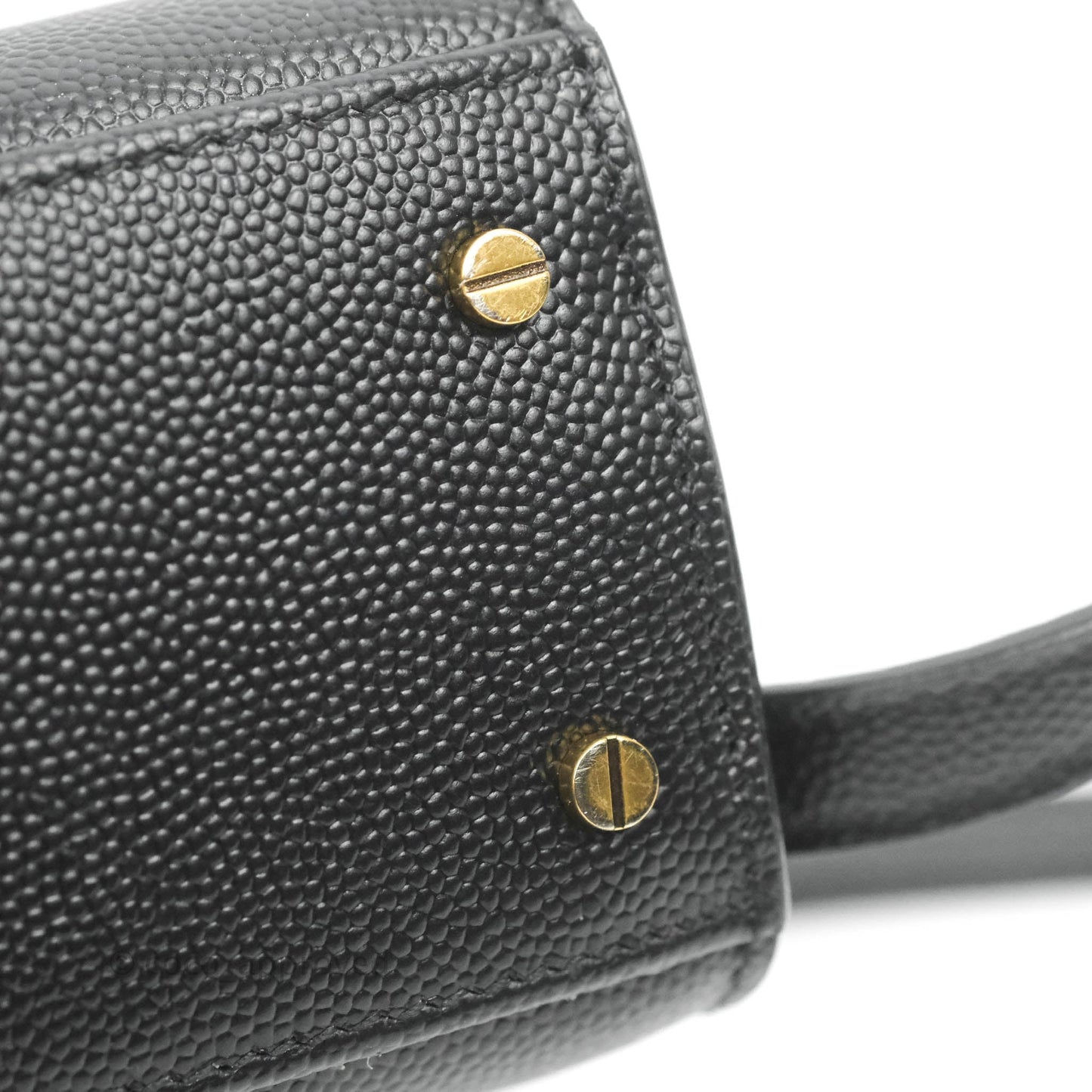 Saint Lauren Cassandra Mini Top Handle Bag Black Grained Calfskin