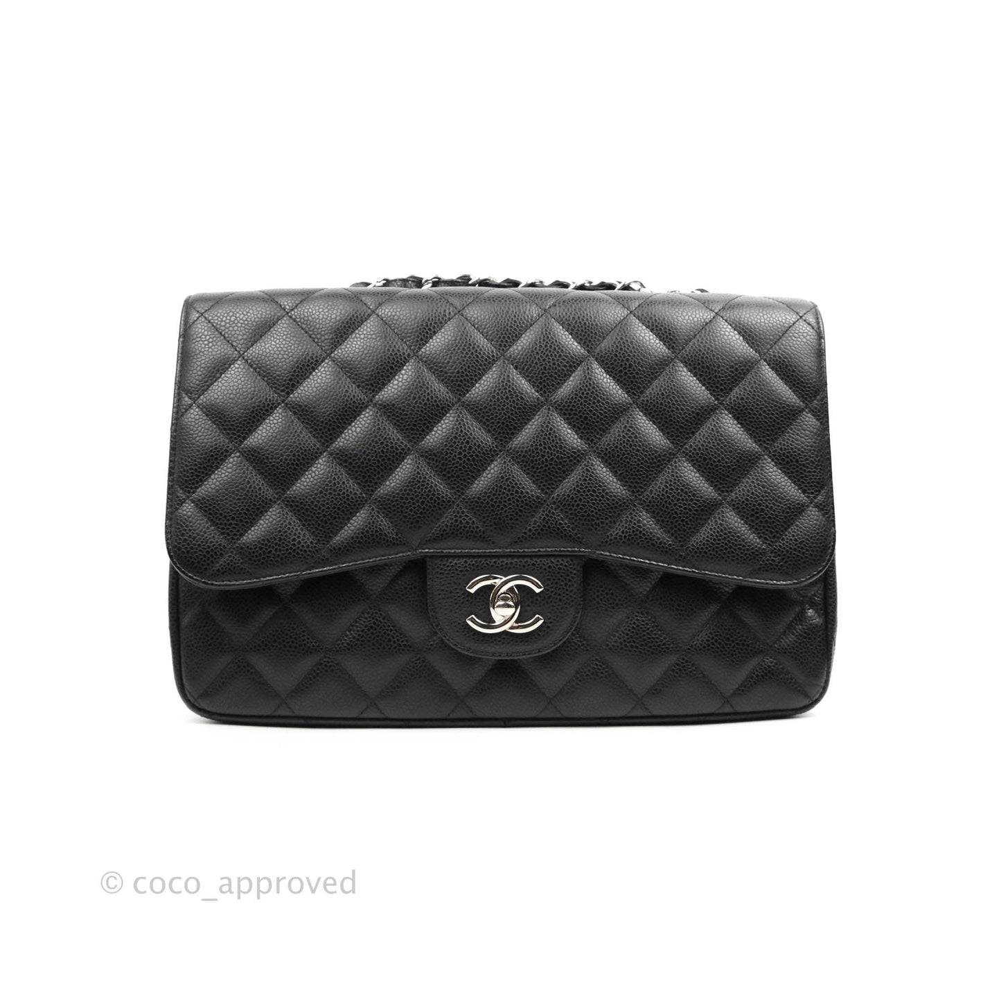 Chanel Jumbo Single Flap Black Caviar Silver Hardware
