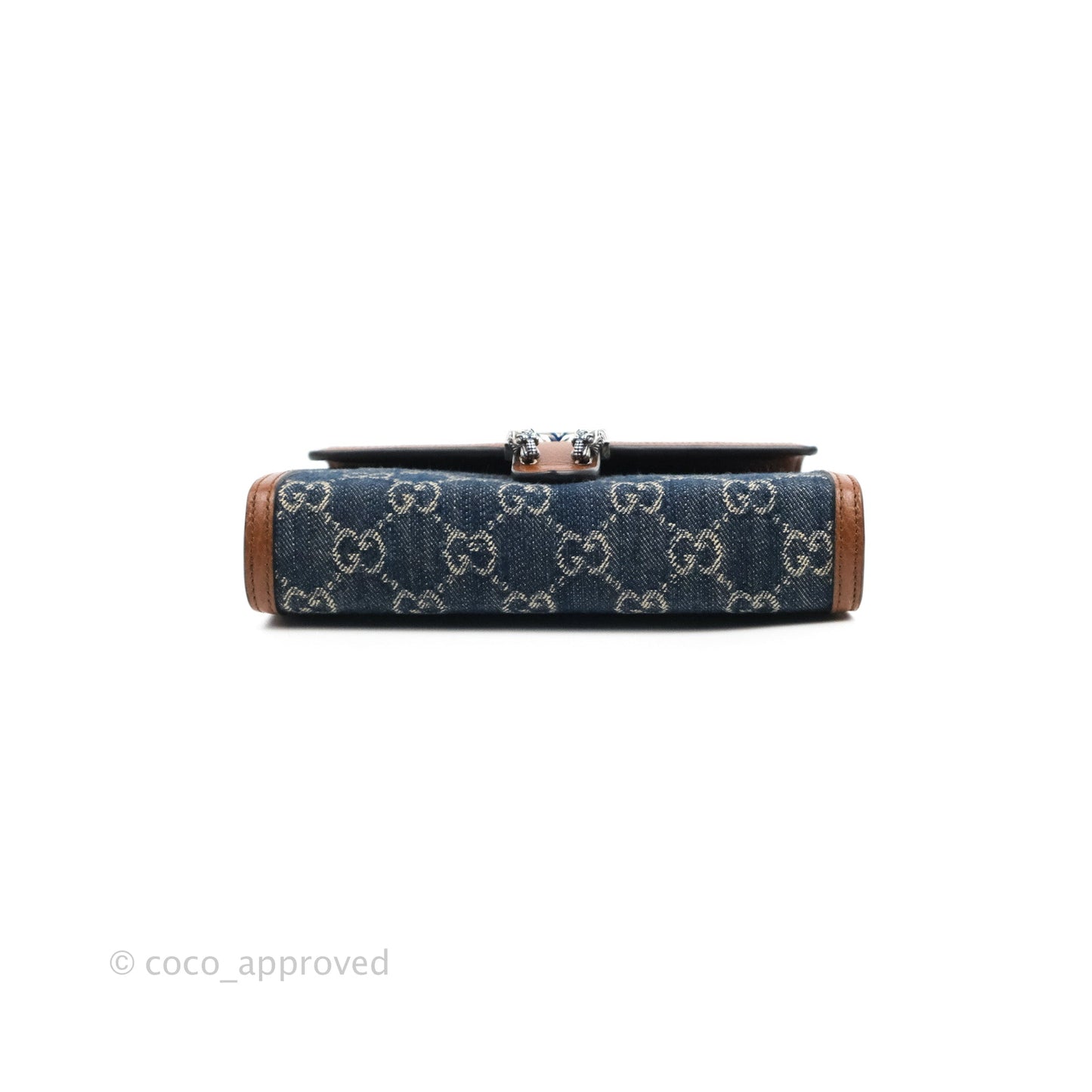 Gucci Denim GG Monogram Mini Dionysus Chain Wallet