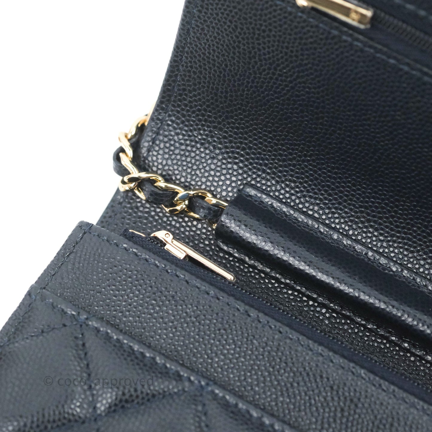 Chanel Quilted Classic Wallet on Chain WOC Navy Caviar Gold Hardware