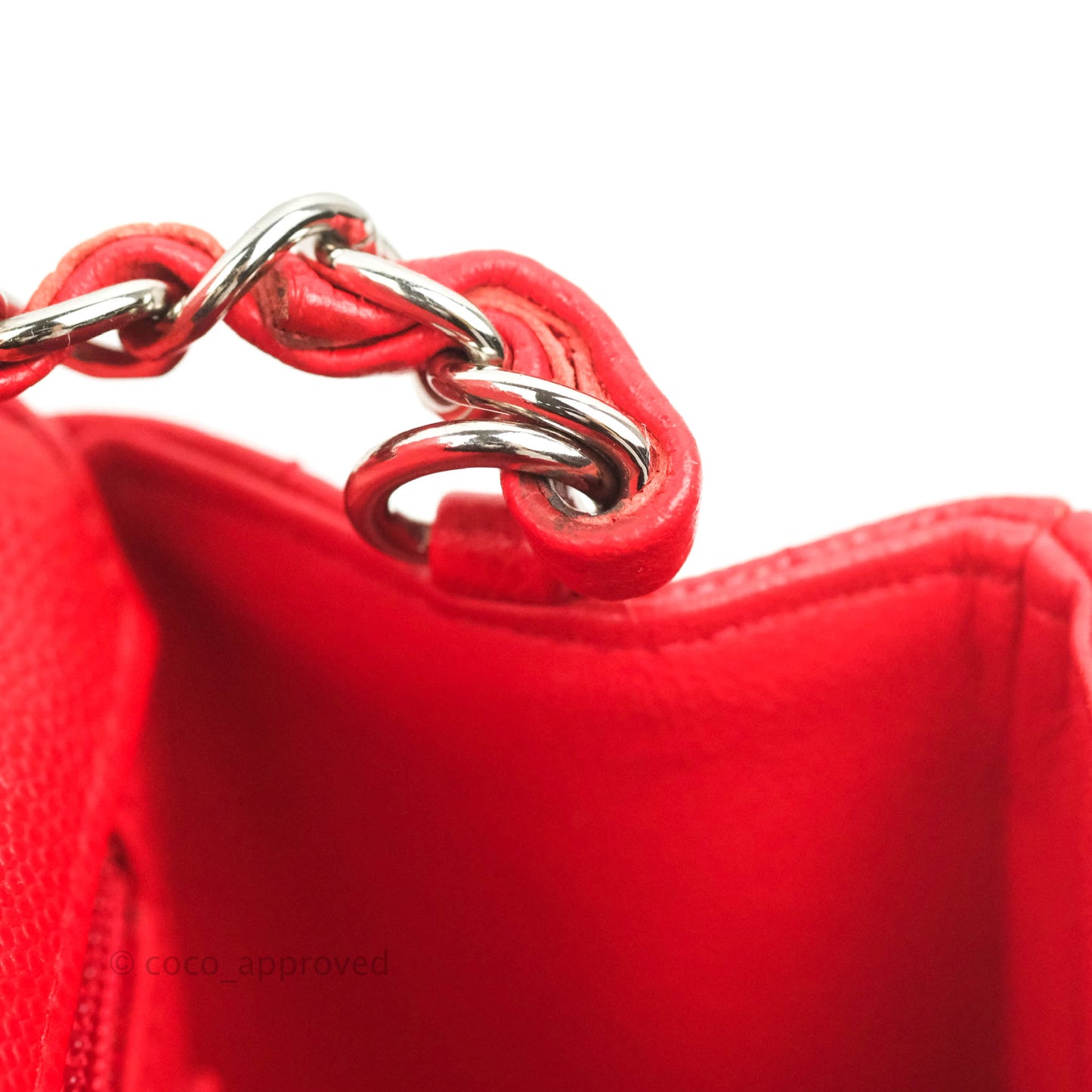 Chanel Quilted Mini Rectangular Flap Red Chevron Caviar Silver Hardware