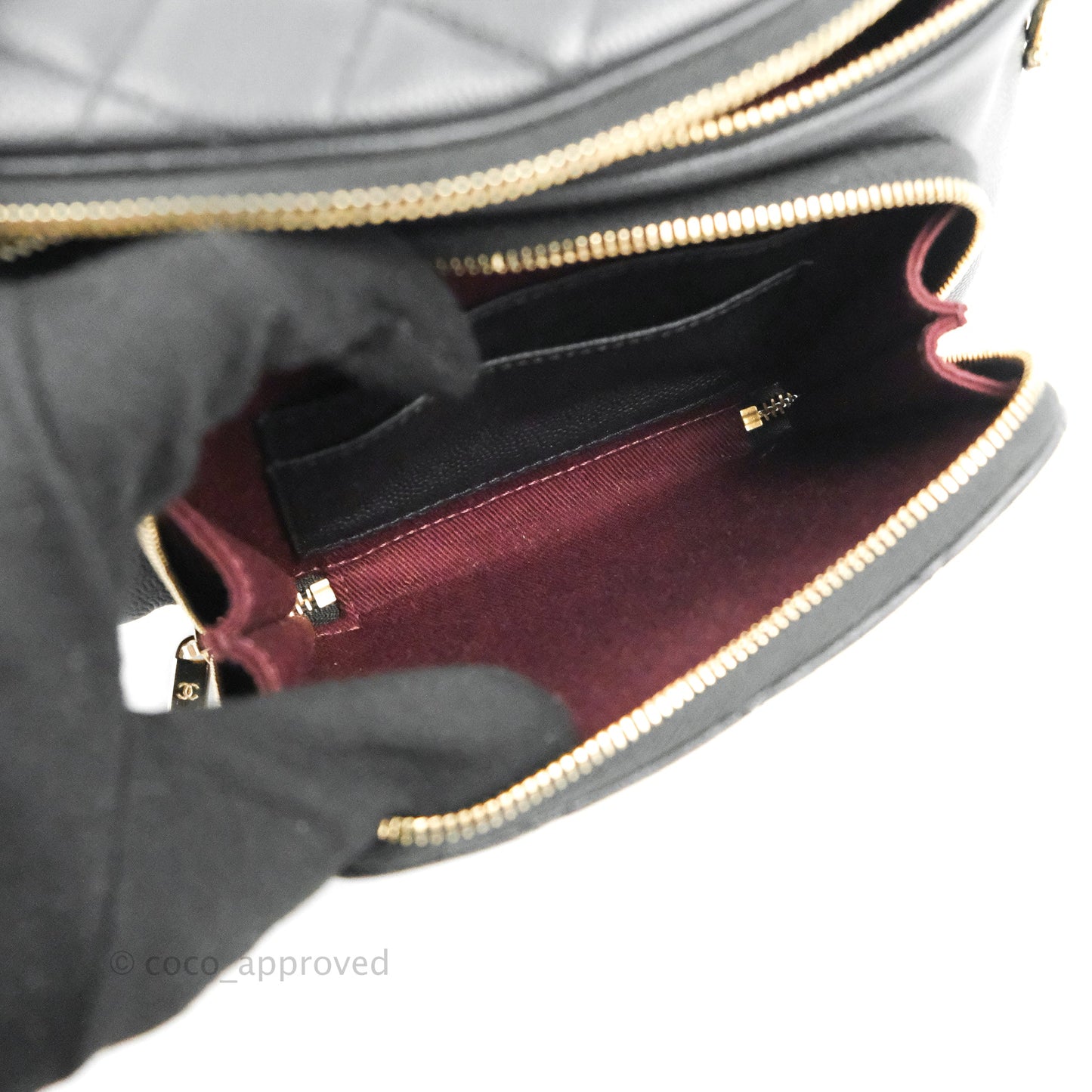 Chanel Quilted Business Affinity Waist Belt Bag Black Caviar Gold Hardware