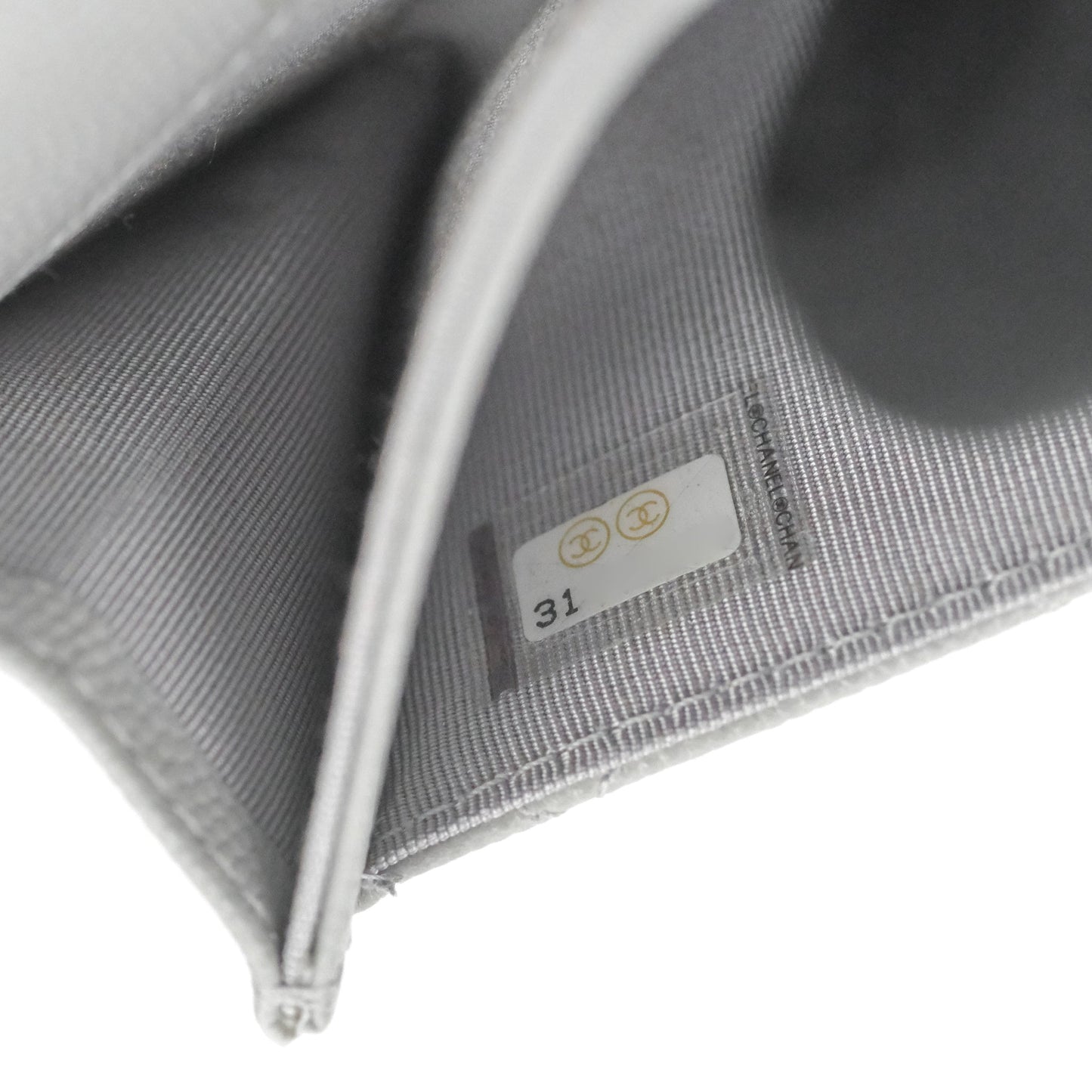 Chanel Quilted Flap Card Holder Grey Caviar Gold Hardware