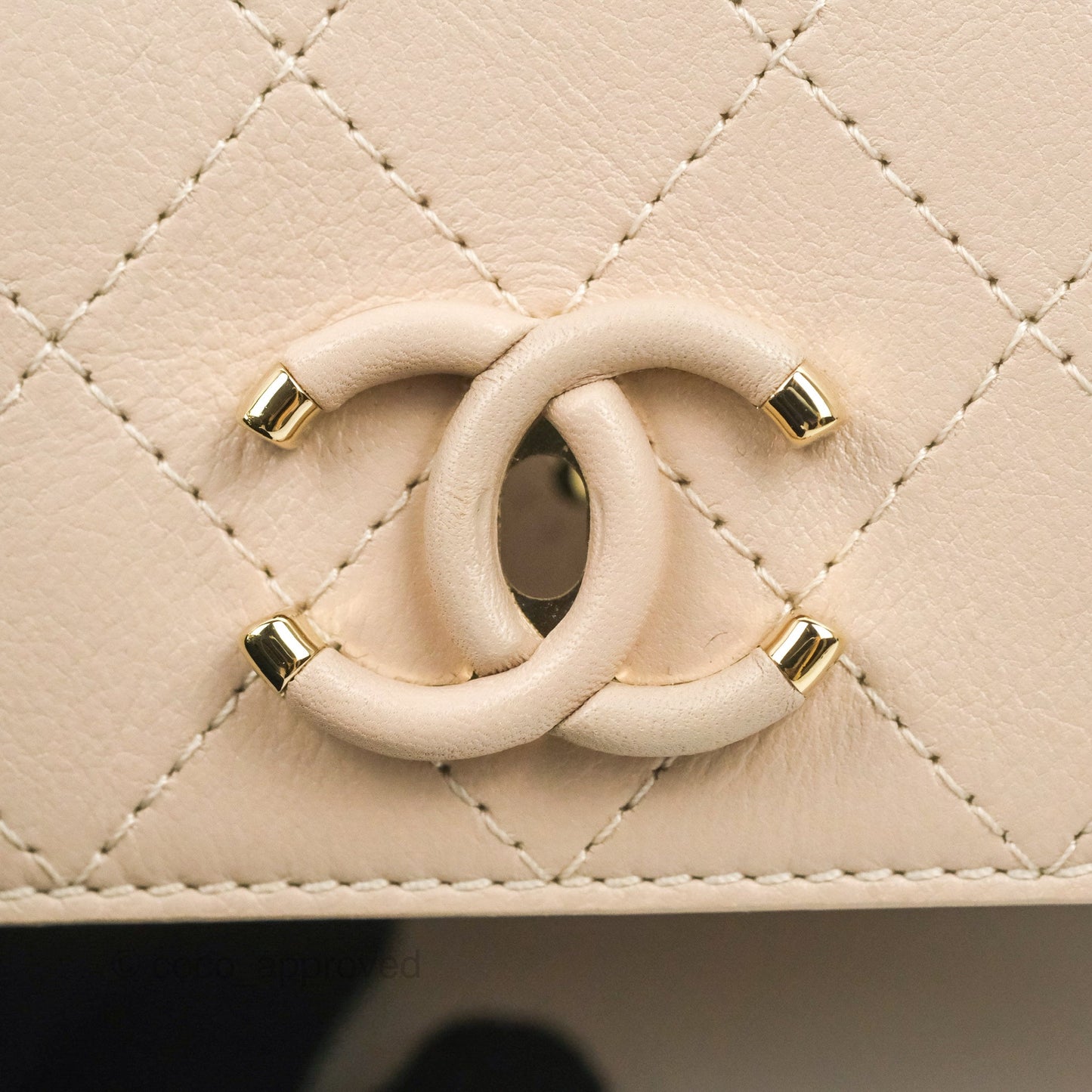 Chanel Flat Quilted Flap Bag Light Beige Calfskin Gold Hardware
