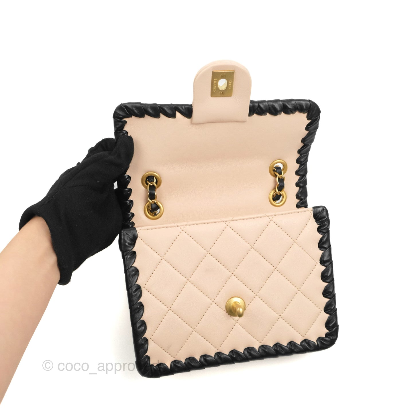 Chanel Mini My Own Frame Flap Braided Beige Pink Calfskin 22S