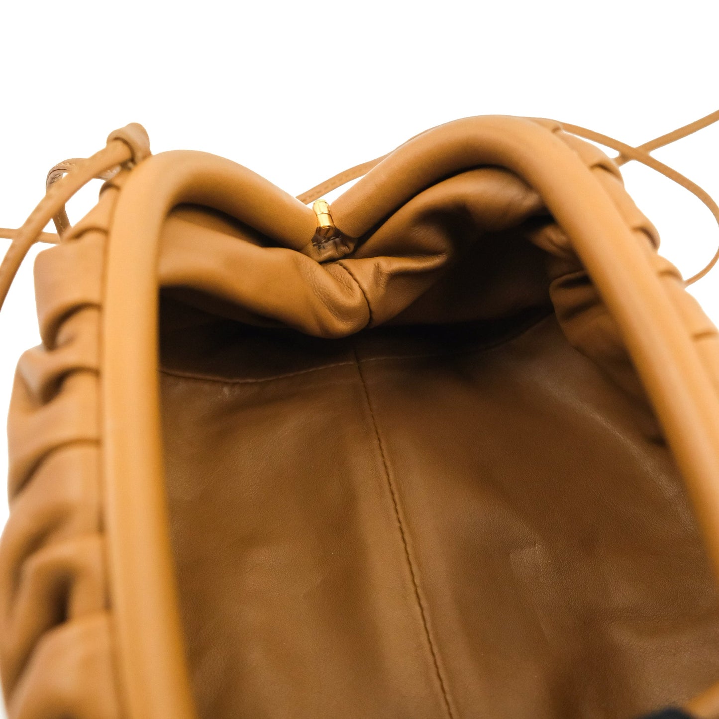 Bottega Veneta Butter Calfskin The Mini Pouch Dark Caramel