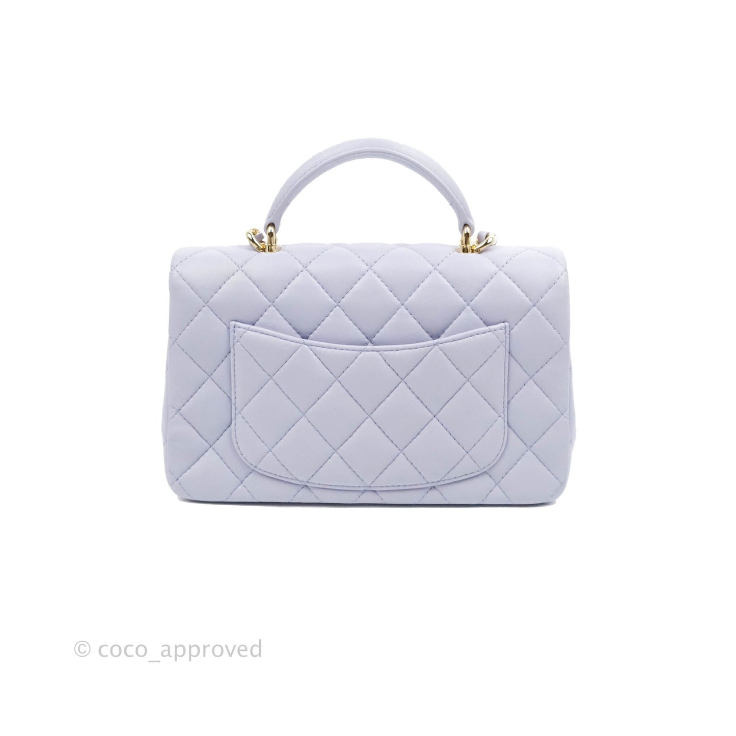 Chanel Top Handle Mini Rectangular Flap Bag Lilac Lambskin Aged Gold Hardware 21K