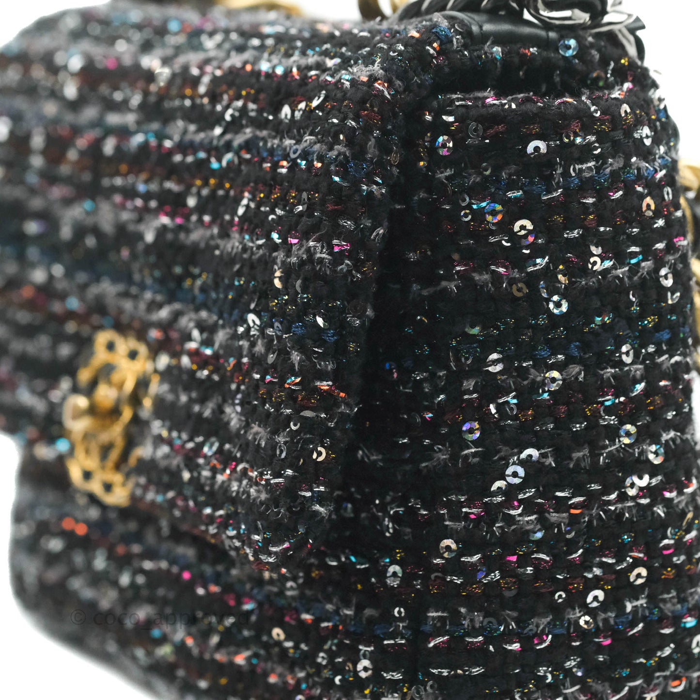 Chanel 19 Tweed Sequin Quilted Flap Black Multicolor