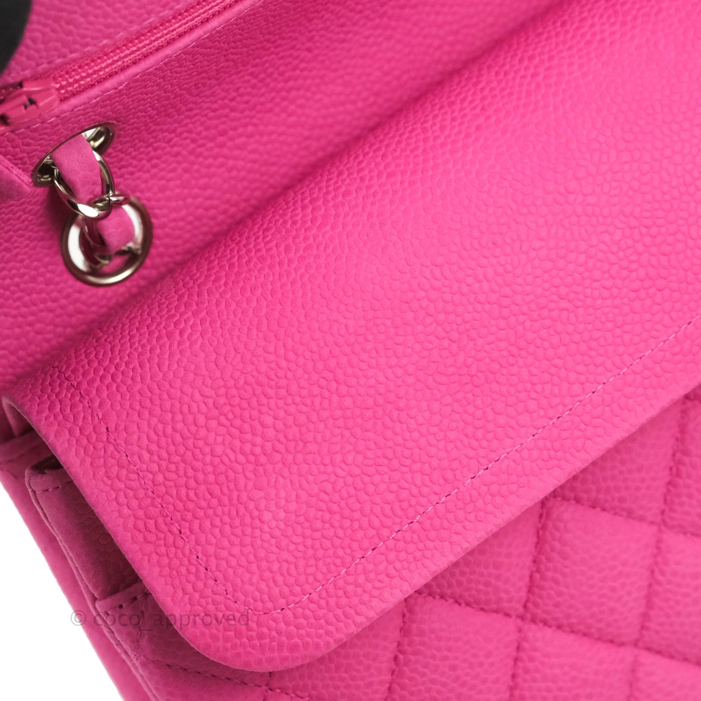 Chanel Classic M/L Medium Flap Quilted Pink Matte Caviar Silver Hardware