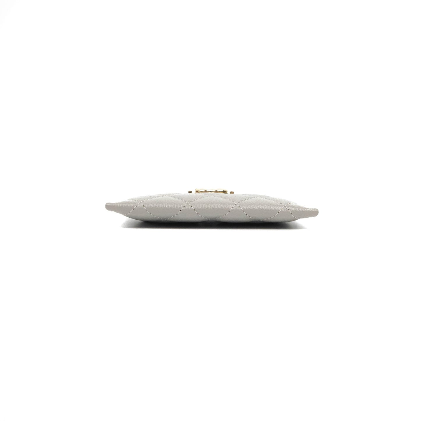 Chanel Quilted Boy Card Holder Grey Caviar Gold Hardware