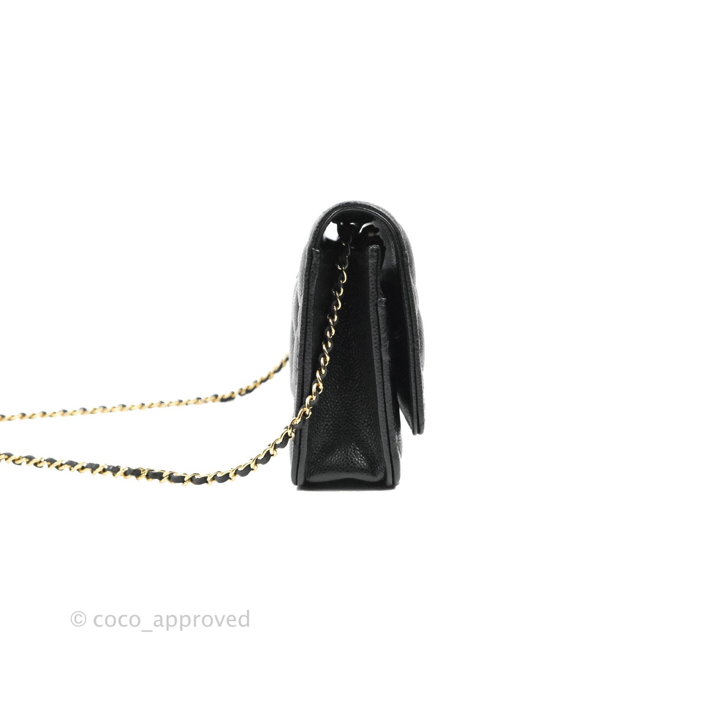 Chanel Quilted Wallet on Chain WOC CC Coco Chain Black Caviar Gold Hardware