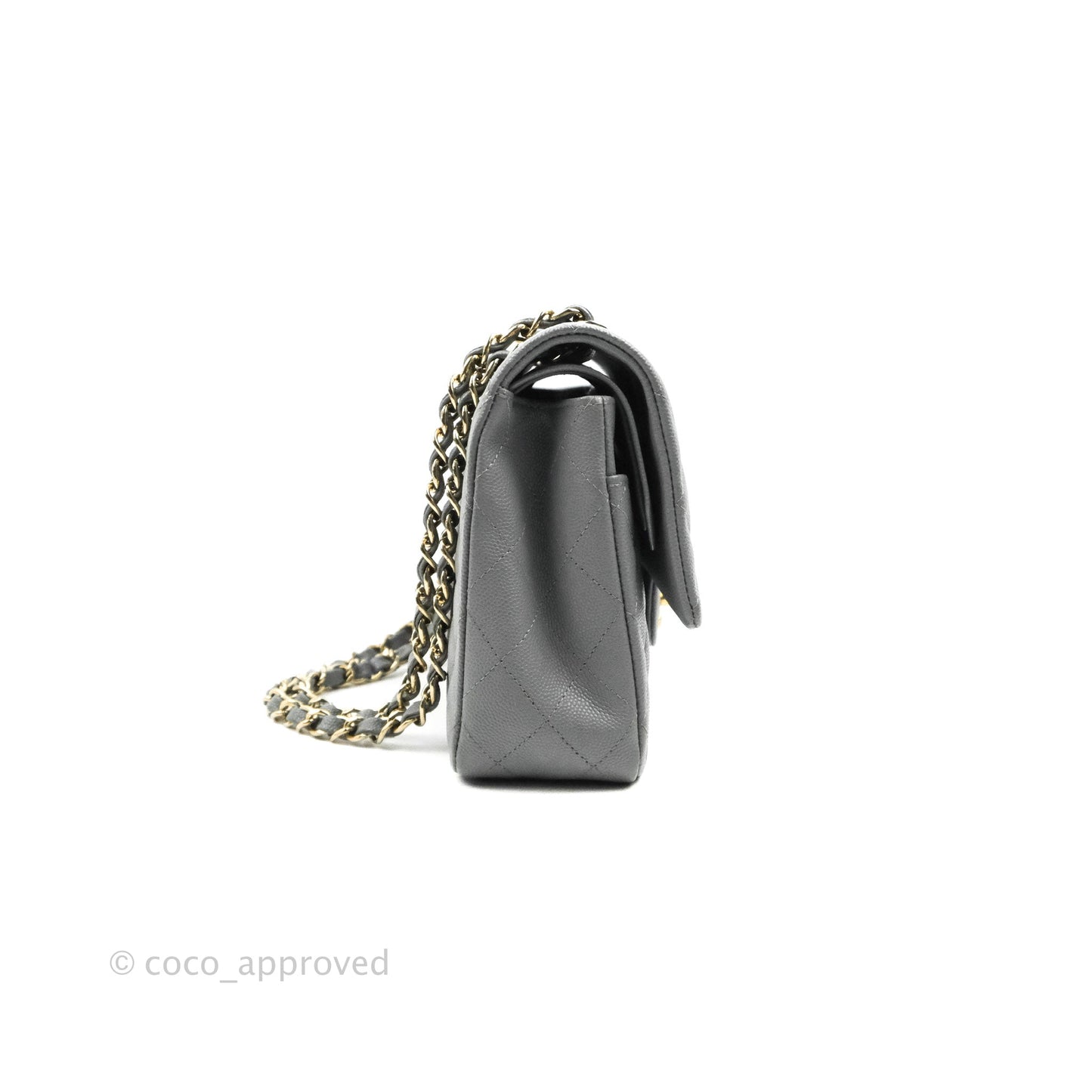 Chanel Classic Medium M/L Flap Dark Grey Caviar Gold Hardware 20C
