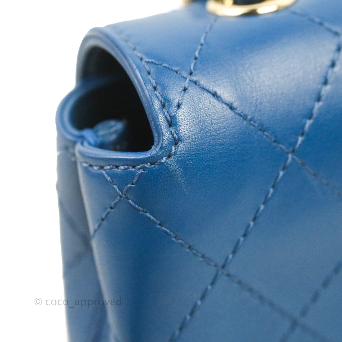 Chanel Blue Quilted Leather Small Frame In Flap Bag