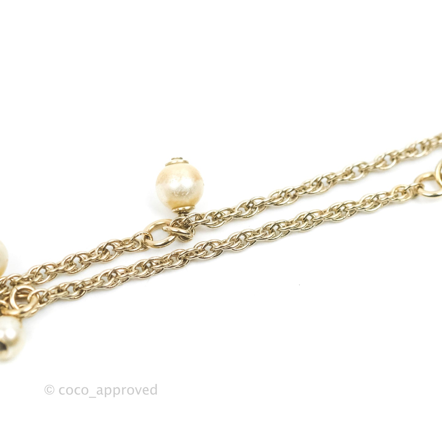 Chanel CC Crystal Pearl Bracelet Gold Tone 19C