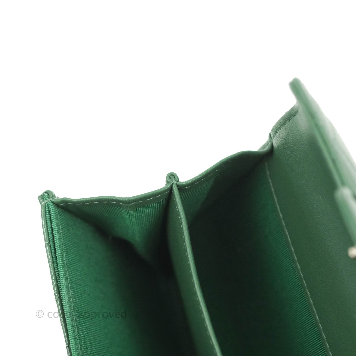Chanel Classic Flap Coin Purse Dark Green Lambskin Silver Hardware