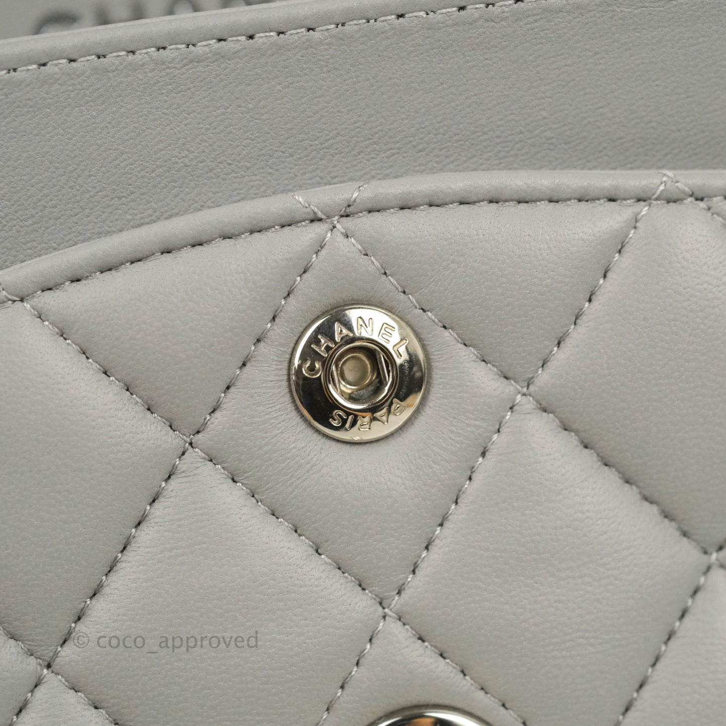 Chanel Small Classic Quilted Flap Grey Lambskin Silver Hardware