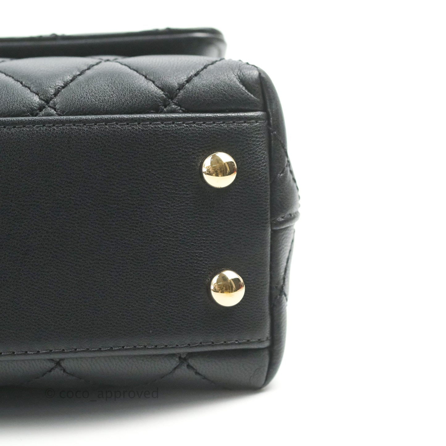 Chanel Quilted Mini Rainbow Coco Handle Bag Lambskin Black Gold Hardware
