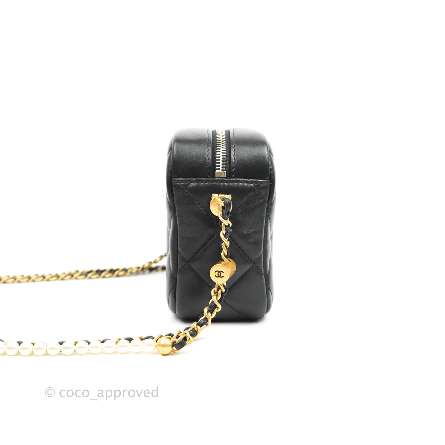 Chanel My Perfect Camera Pearl Adjustable Strap Black Lambskin Gold Hardware