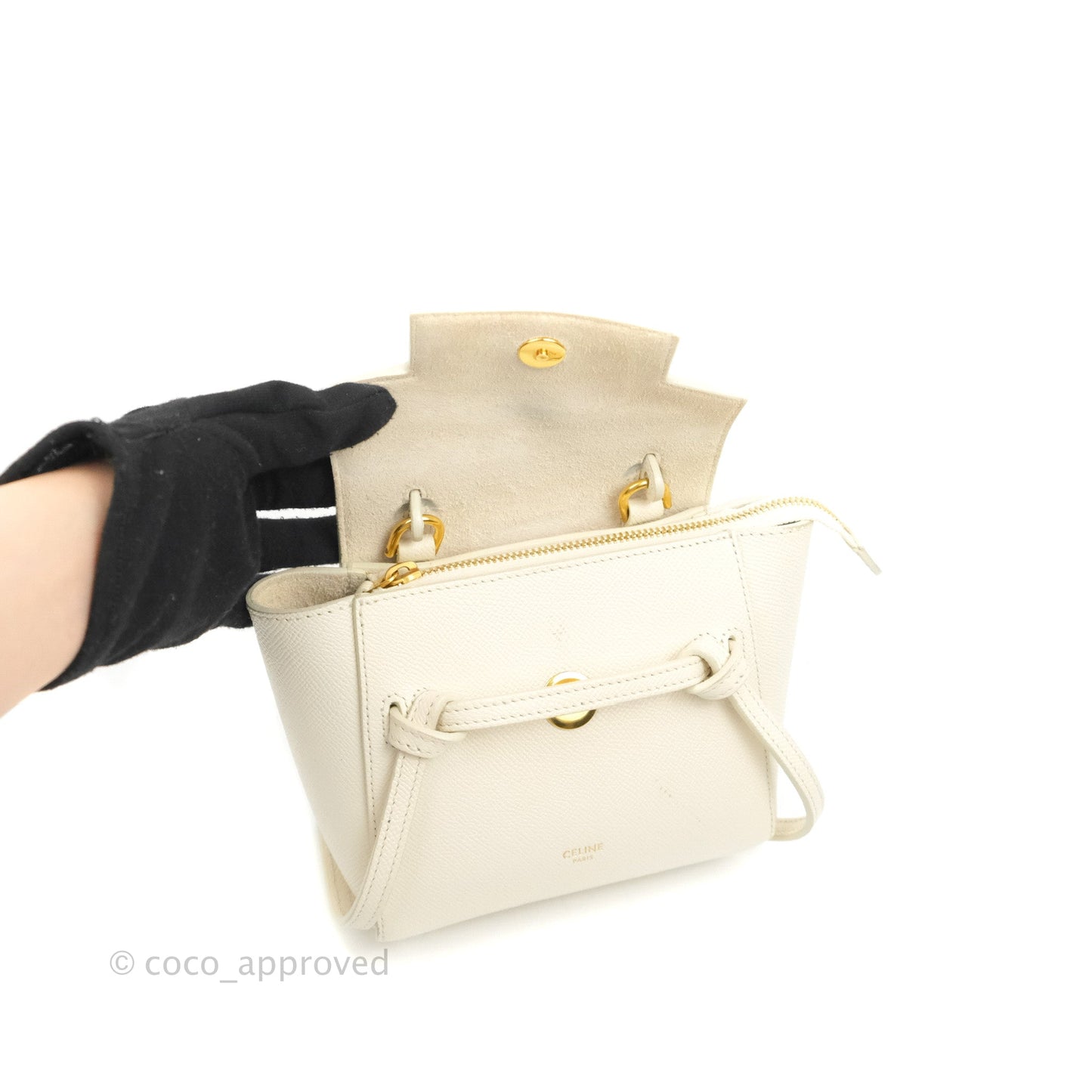 Celine Pico Belt Bag White Grained Calfskin Gold Hardware