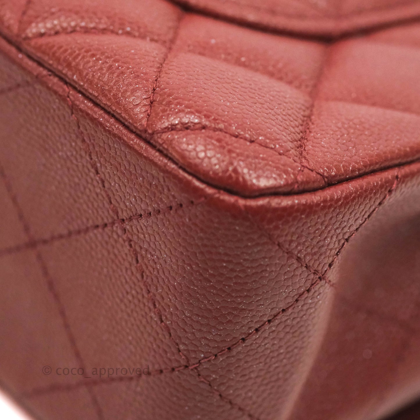 Chanel Small Classic Quilted Flap Iridescent Burgundy Caviar Aged Gold Hardware 18C
