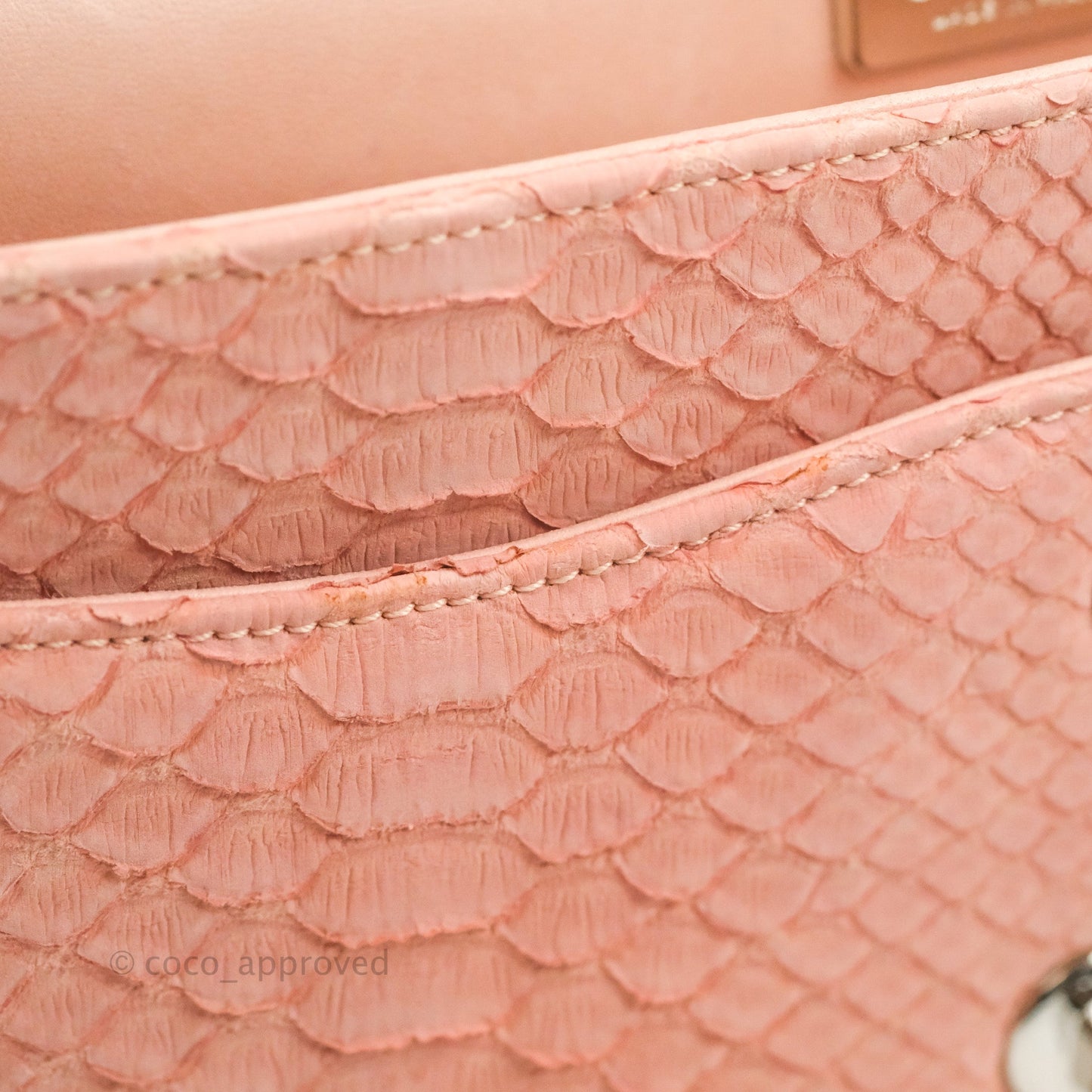 Chanel Classic M/L Medium Flap Quilted Pink Python Silver Hardware