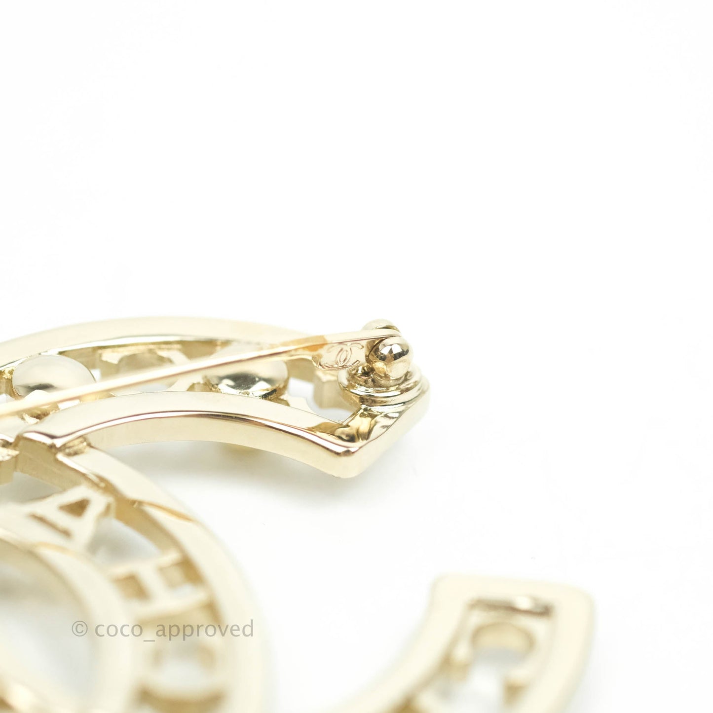 Chanel CC Pearl Crystal Brooch Gold Tone 20B