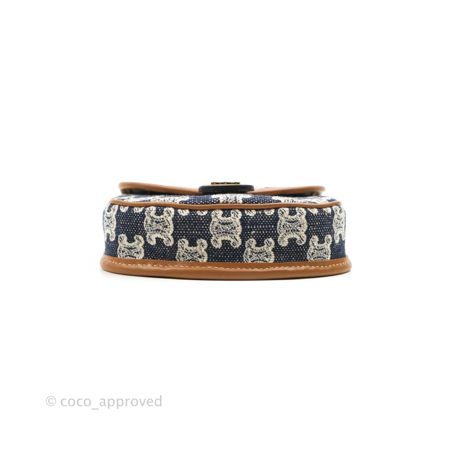 Celine Mini Besace in Navy Textile with Triomphe Embroidery Calfskin