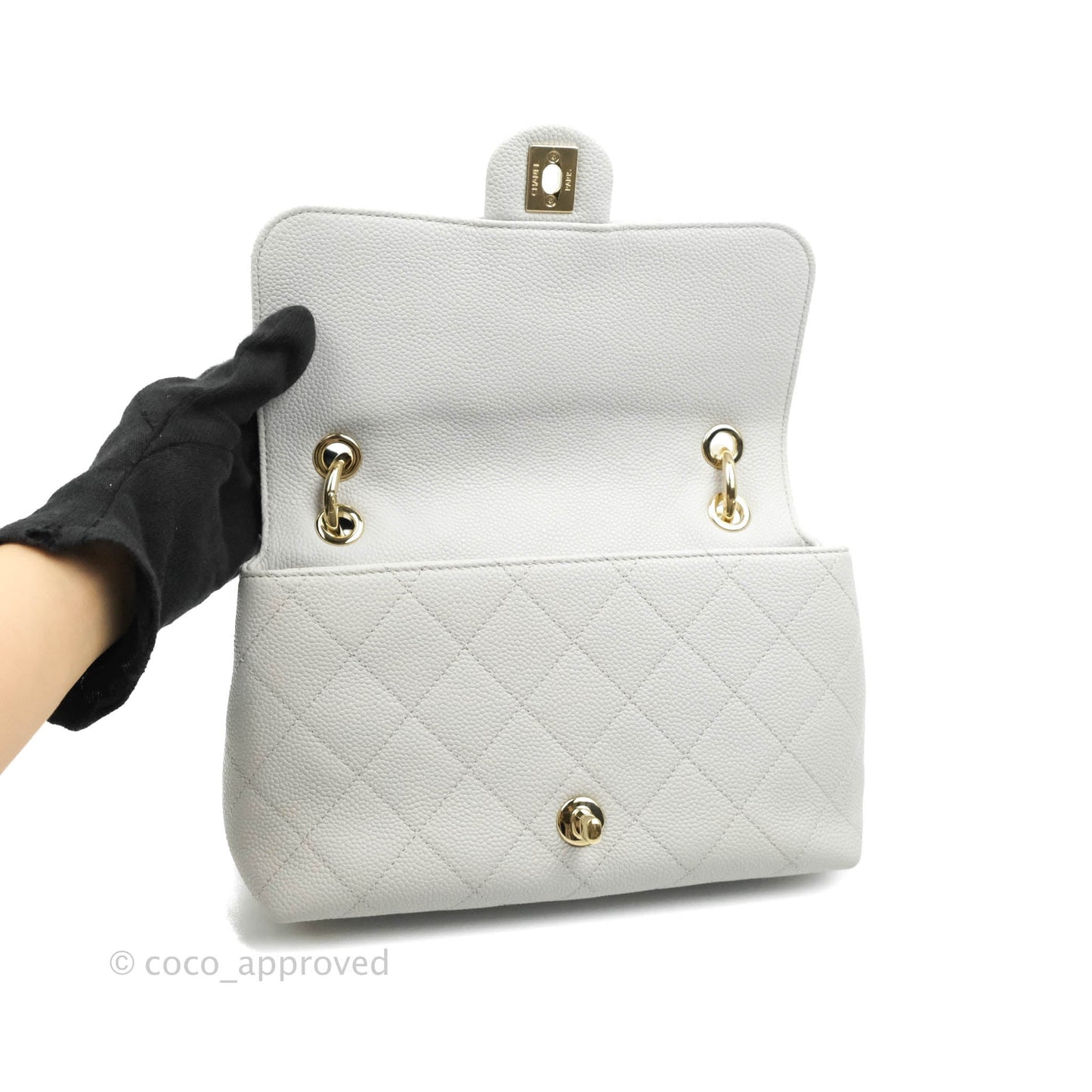Chanel Quilted Small City Walk Flap Light Grey Caviar Gold Hardware