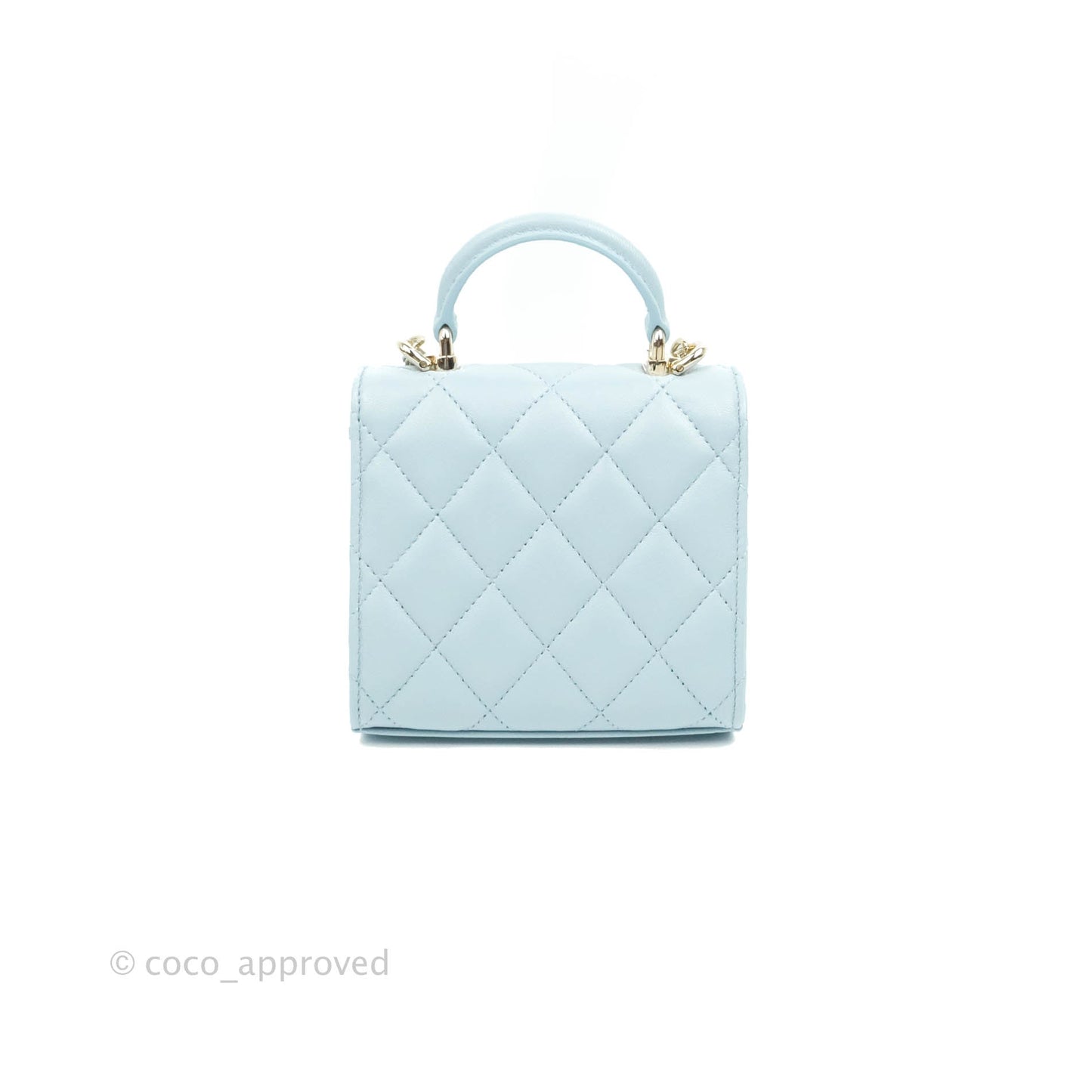 Chanel Mini Handle Clutch With Chain Blue Lambskin Gold Hardware 22P