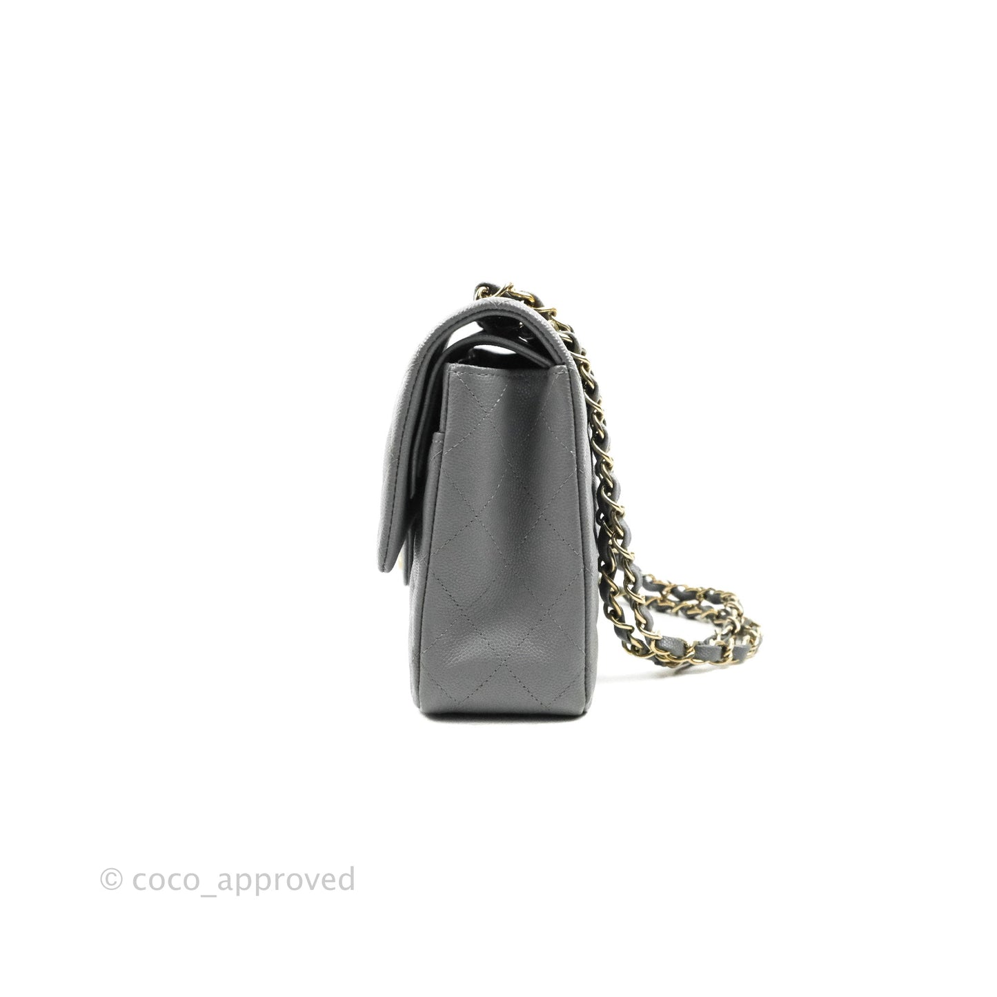 Chanel Classic Medium M/L Flap Dark Grey Caviar Gold Hardware 20C