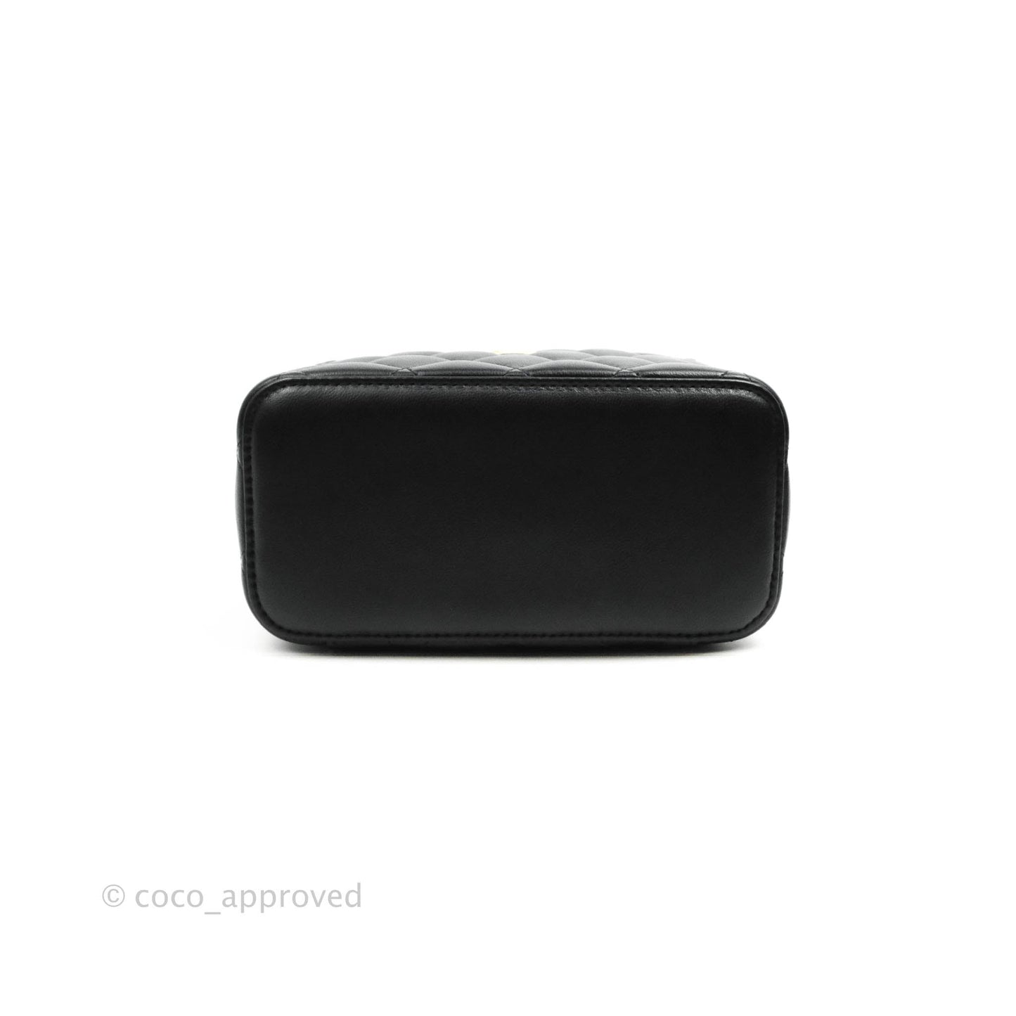 Chanel Vanity with Pearl Crush Chain in Black Lambskin Aged Gold Hardware