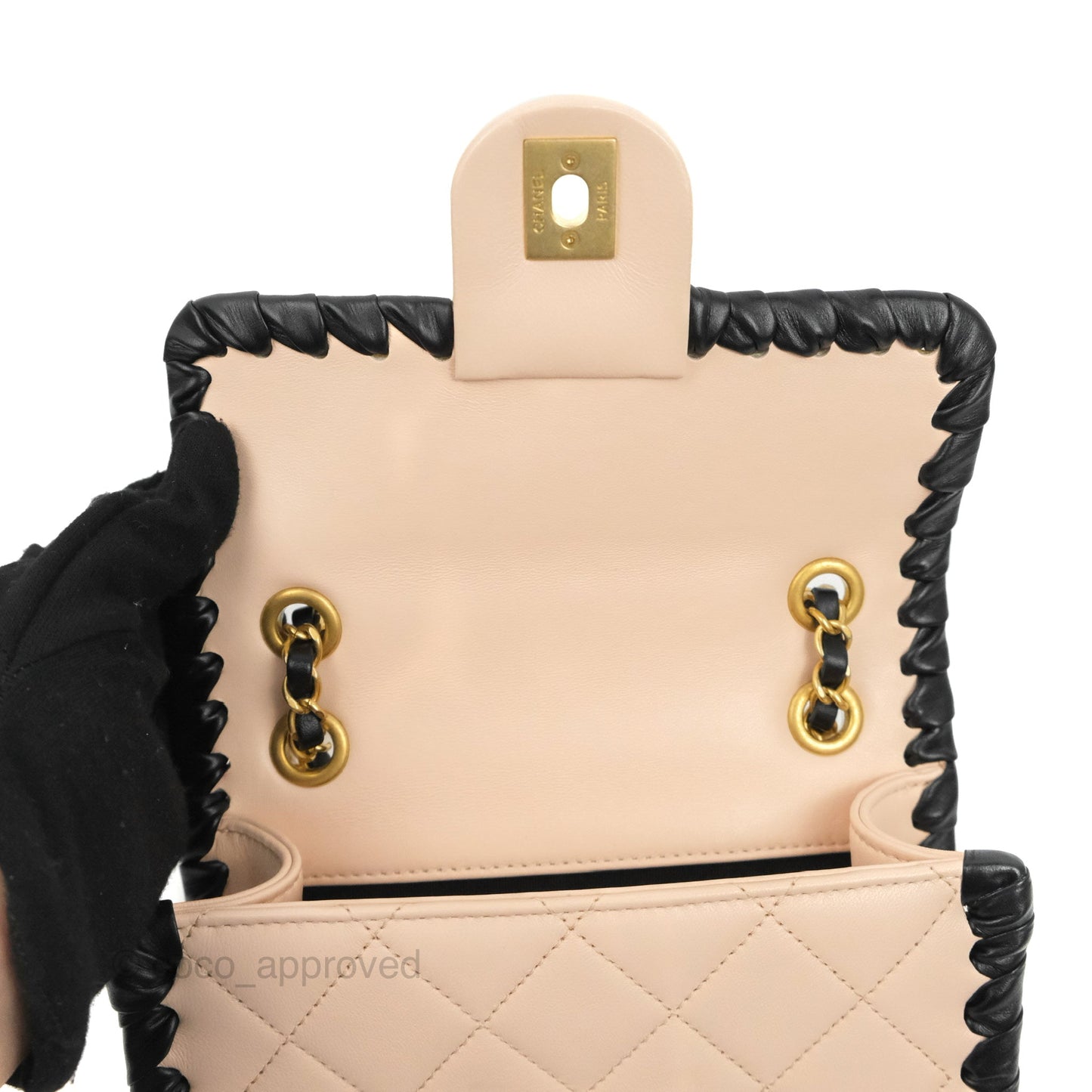 Chanel Mini My Own Frame Flap Braided Beige Pink Calfskin 22S