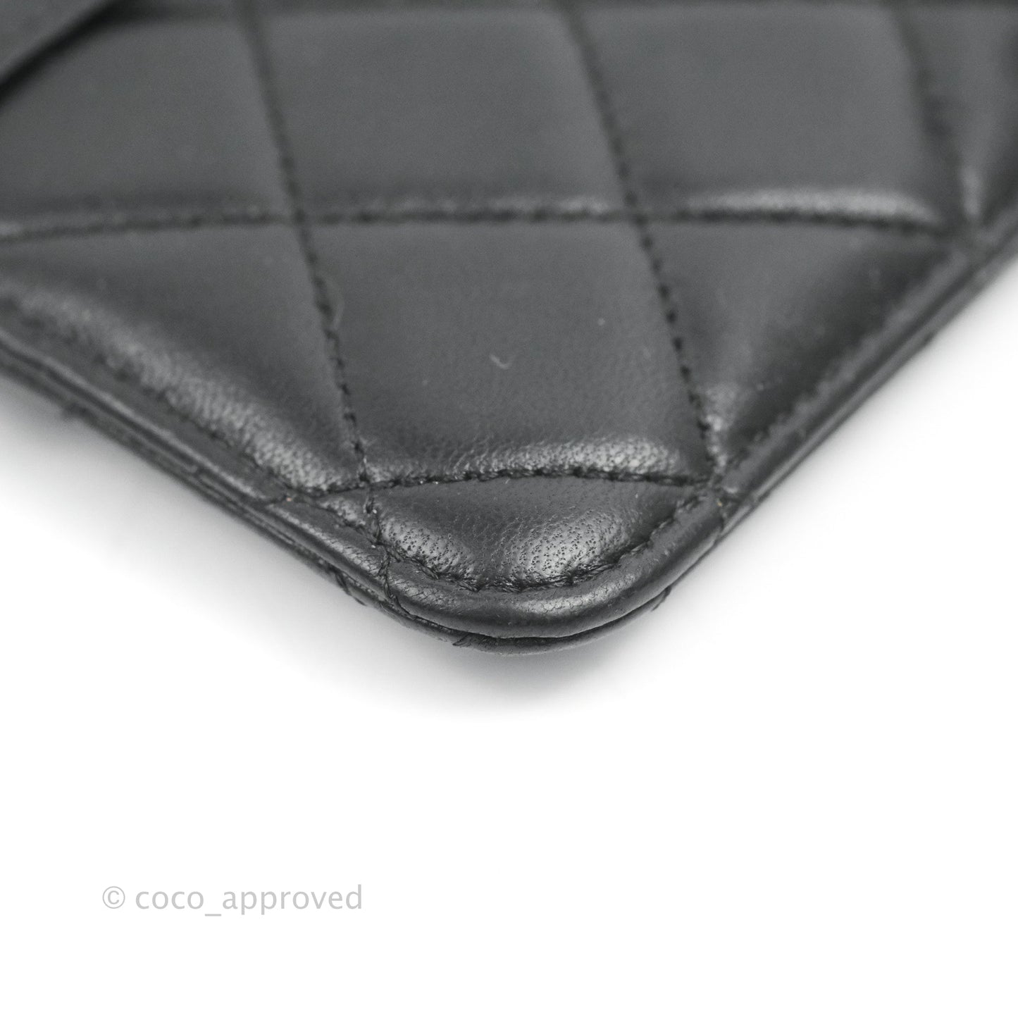 Chanel Black Lambskin Phone Holder Long Zip Wallet