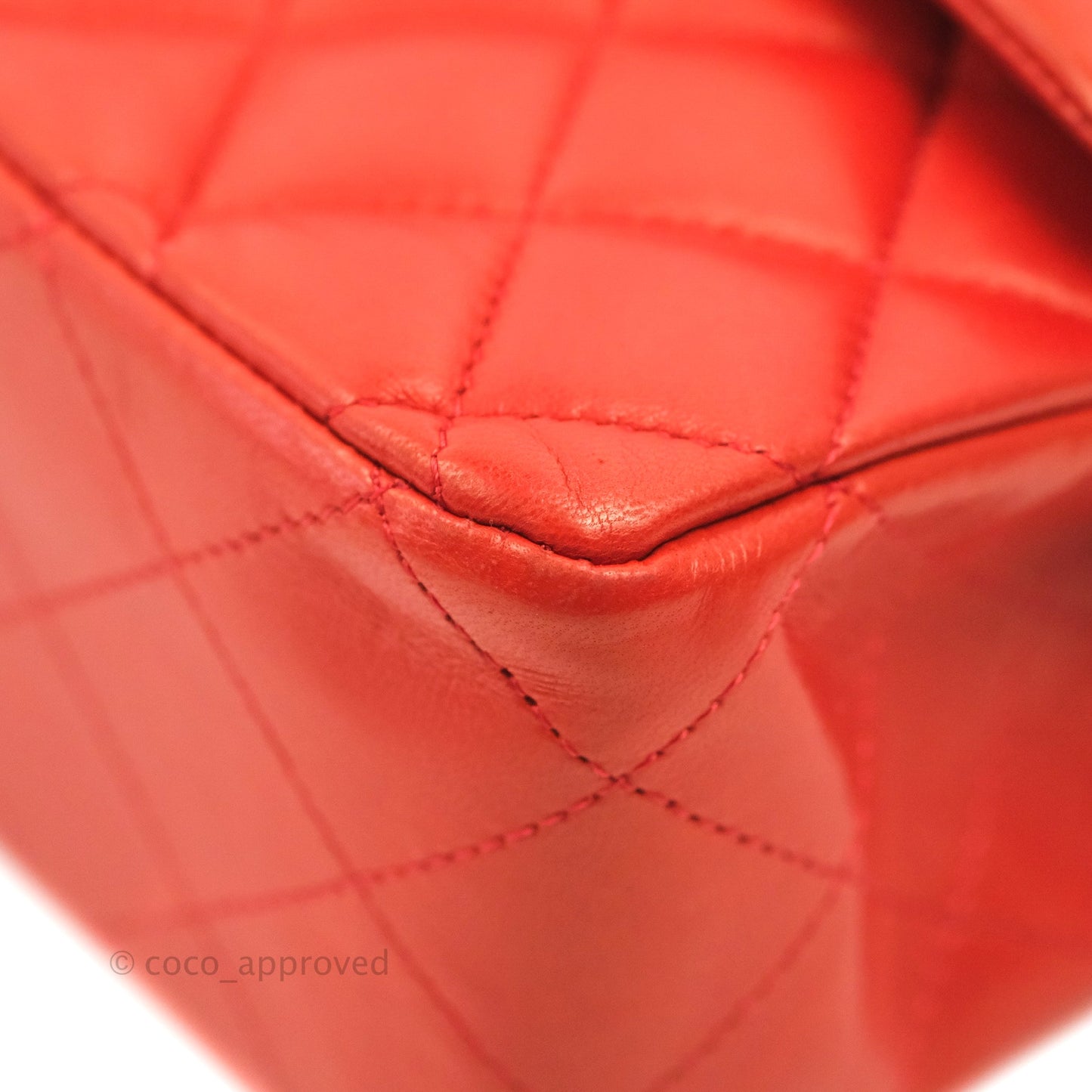 Chanel Classic M/L Medium Flap Quilted Poppy Red Lambskin Silver Hardware