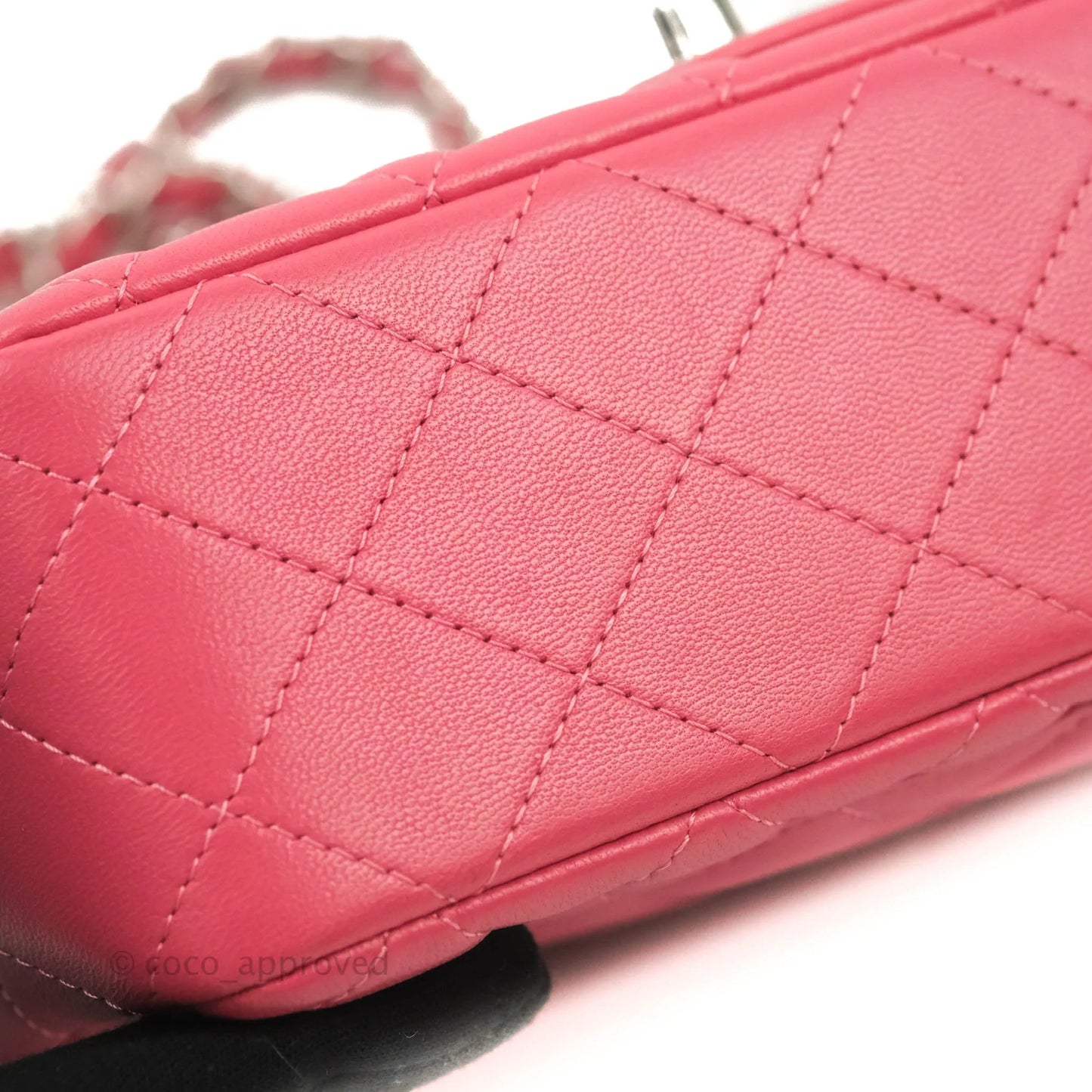 Chanel Quilted Mini Rectangular Flap Pink Lambskin Silver Hardware