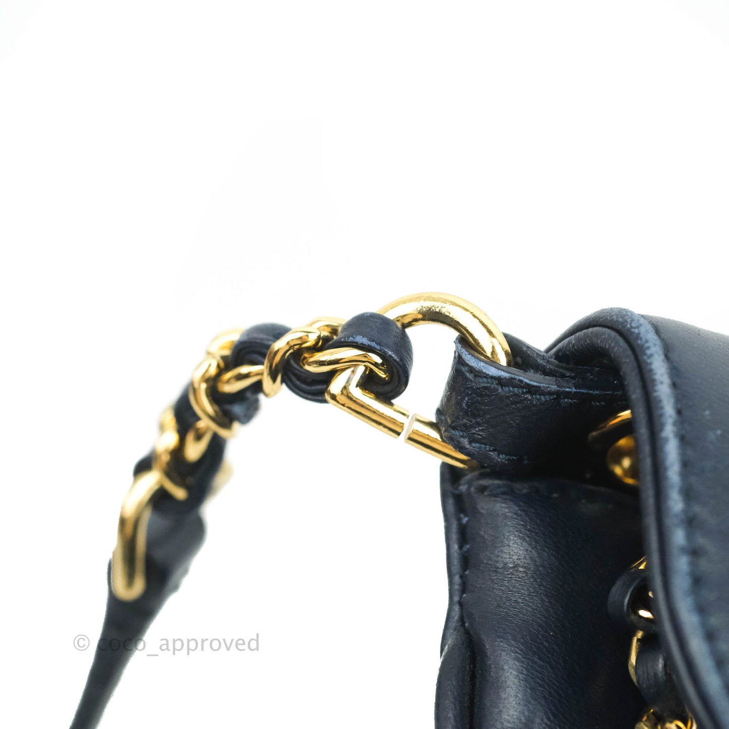 Chanel Flat Flap Bag With Chain Navy Calfskin Gold Hardware