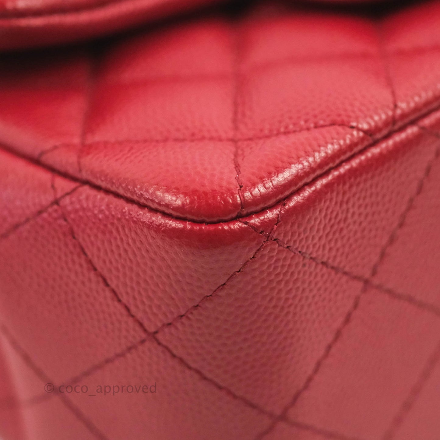Chanel Quilted Mini Square Red Caviar Silver Hardware 17B