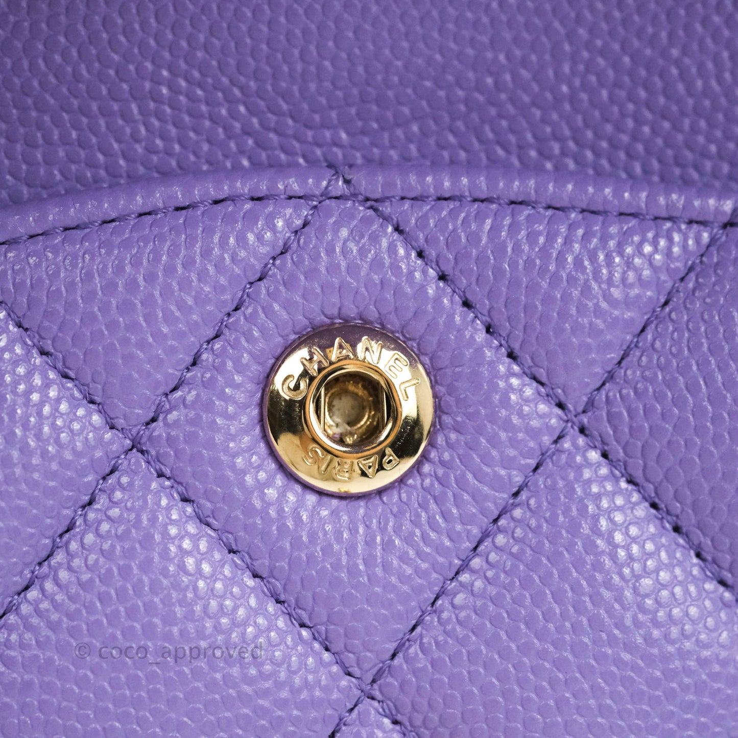 Chanel Small Classic Quilted Flap Purple Caviar Gold Hardware 20S