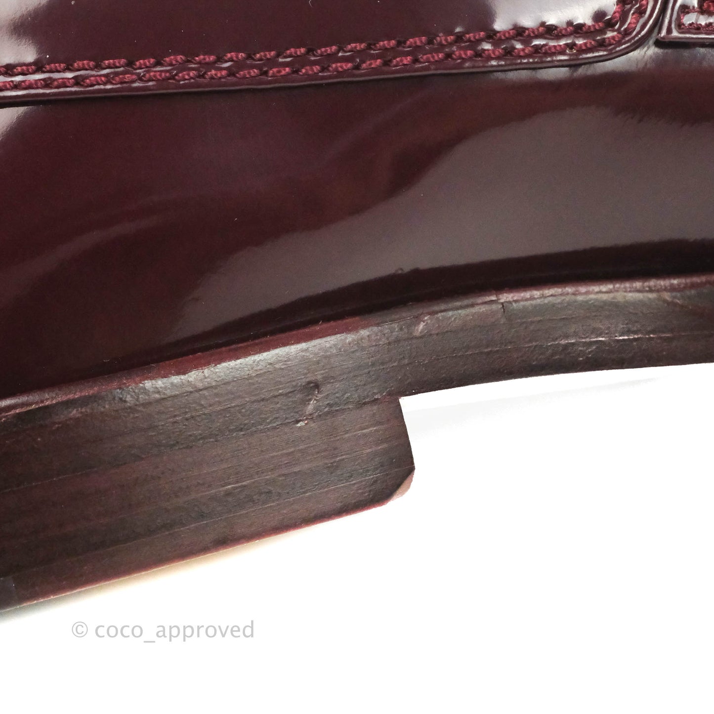 Chanel Patent Calfskin Bordeaux Loafers 21S Size 37