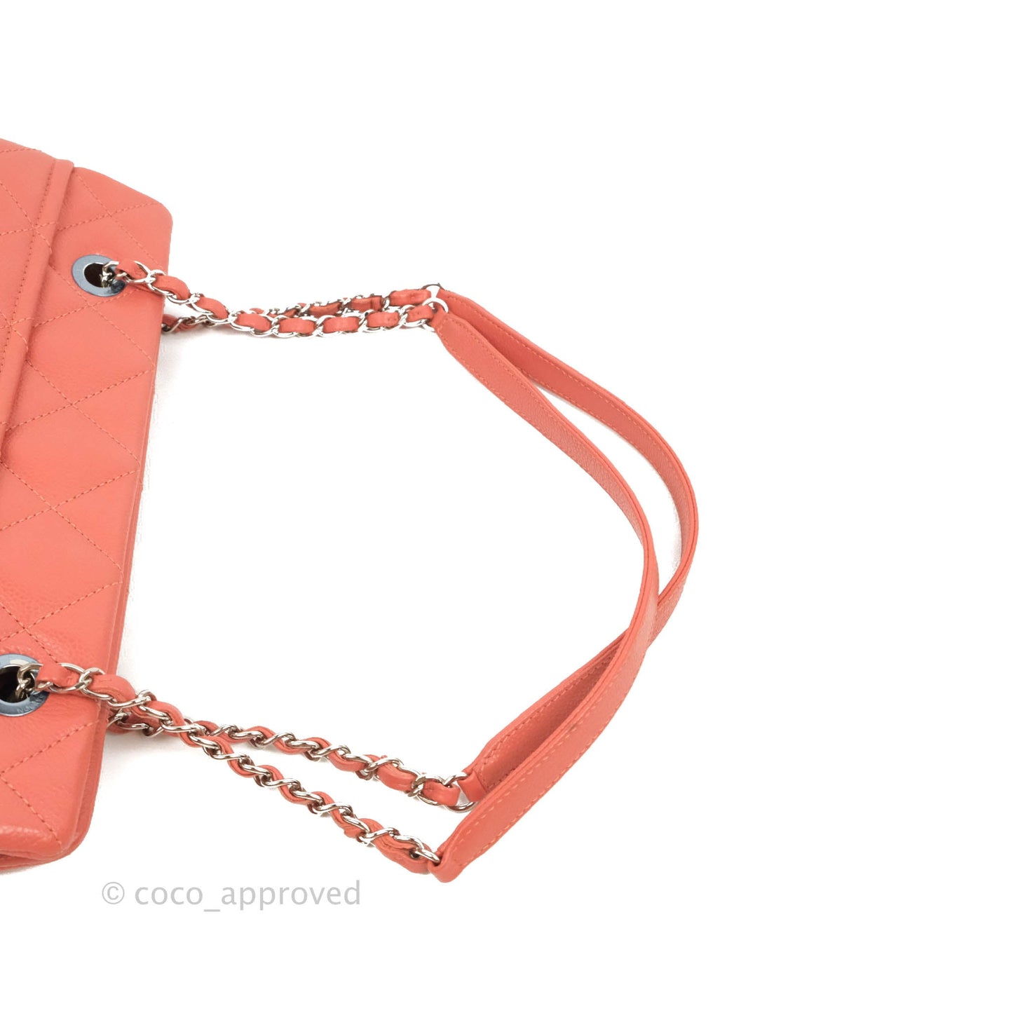 Chanel Quilted Caviar Leather Timeless CC Soft Shopping Tote Bag Coral Pink