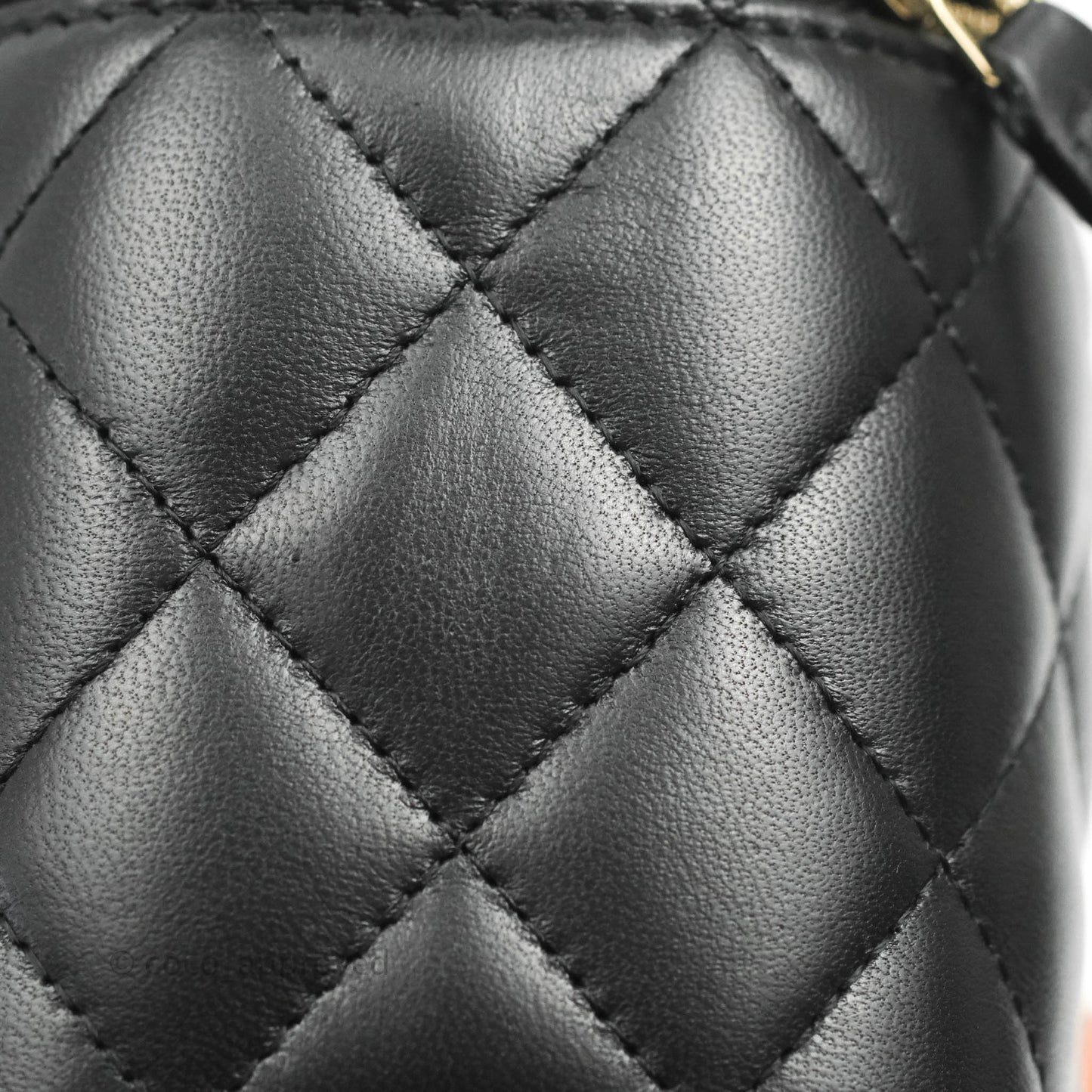 Chanel Vanity Rectangular Top Handle Black Lambskin Gold Hardware