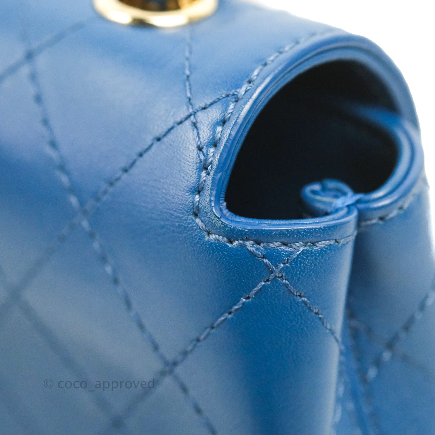 Chanel Blue Quilted Leather Small Frame In Flap Bag