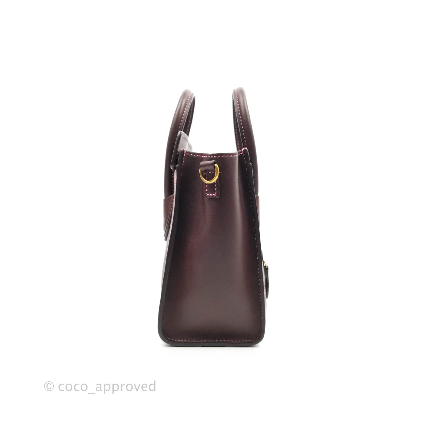 Celine Nano Luggage Bag Burgundy Gold Hardware