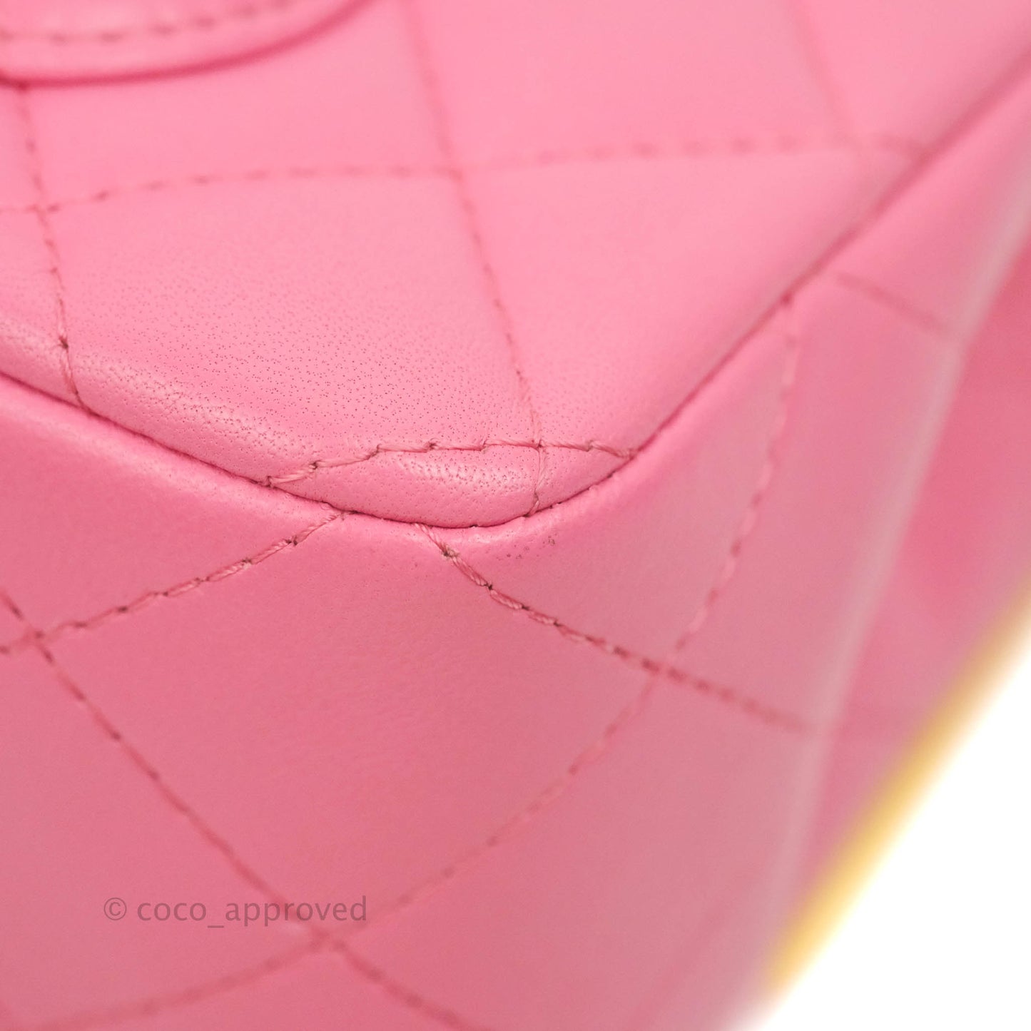 Chanel Mini Rectangular Pink Lambskin Rainbow Hardware