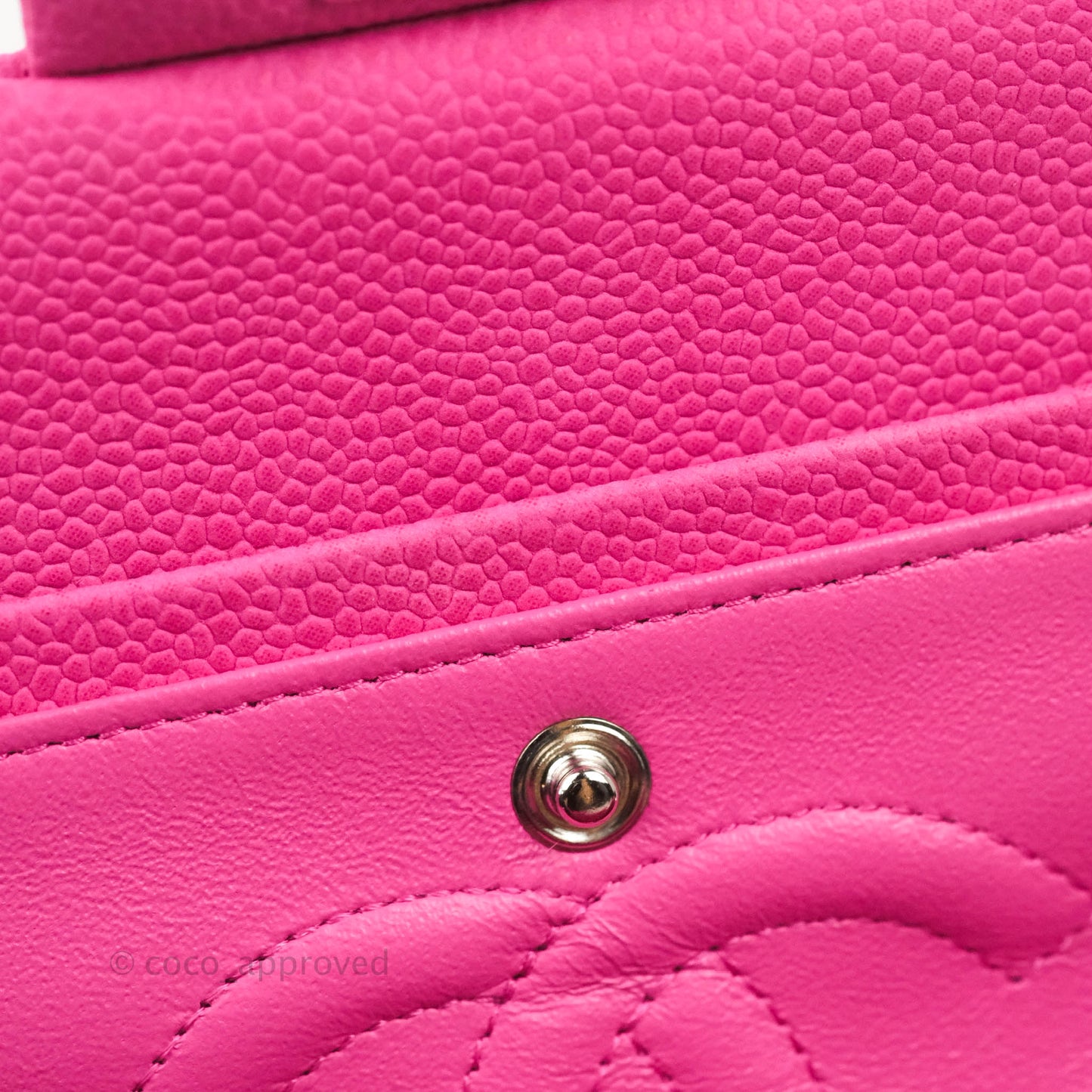 Chanel Classic M/L Medium Flap Quilted Pink Matte Caviar Silver Hardware