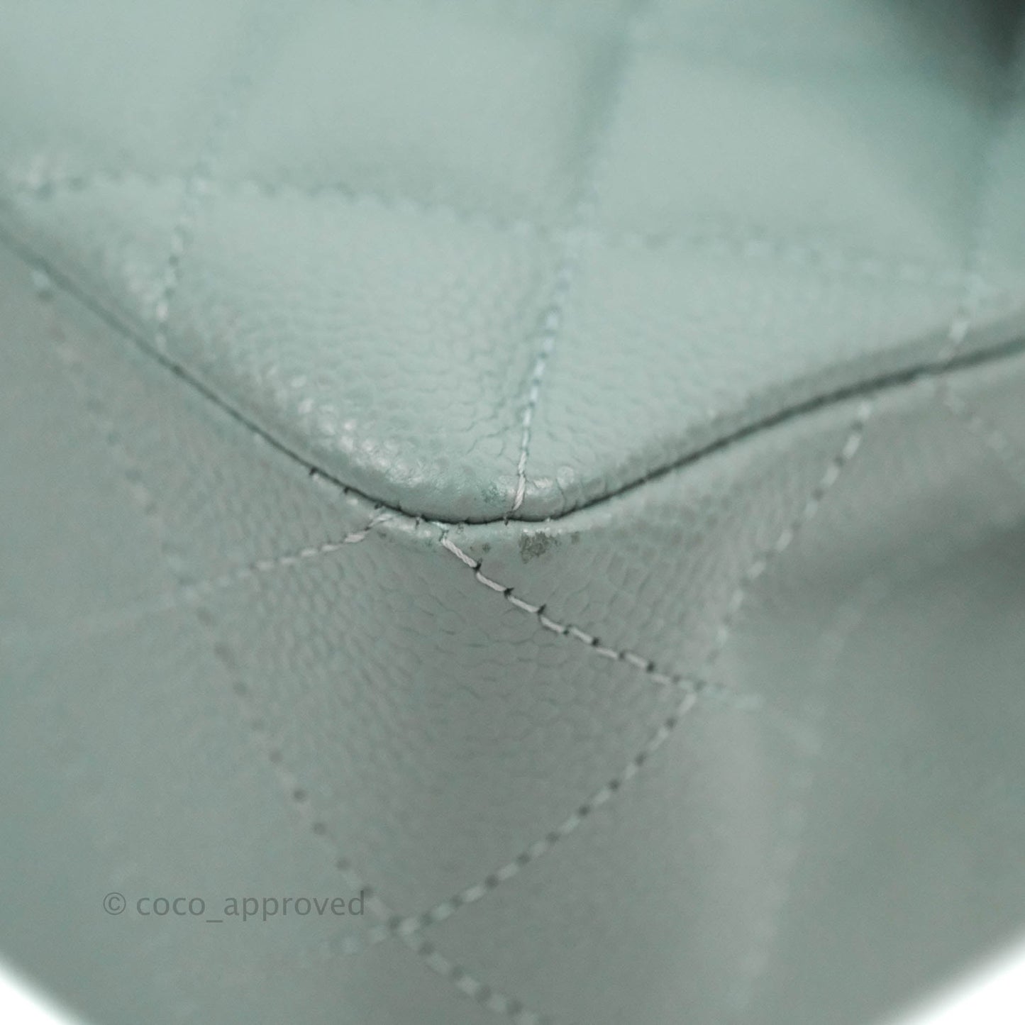 Chanel Small Classic Quilted Flap Light Blue Caviar Silver Hardware 20B