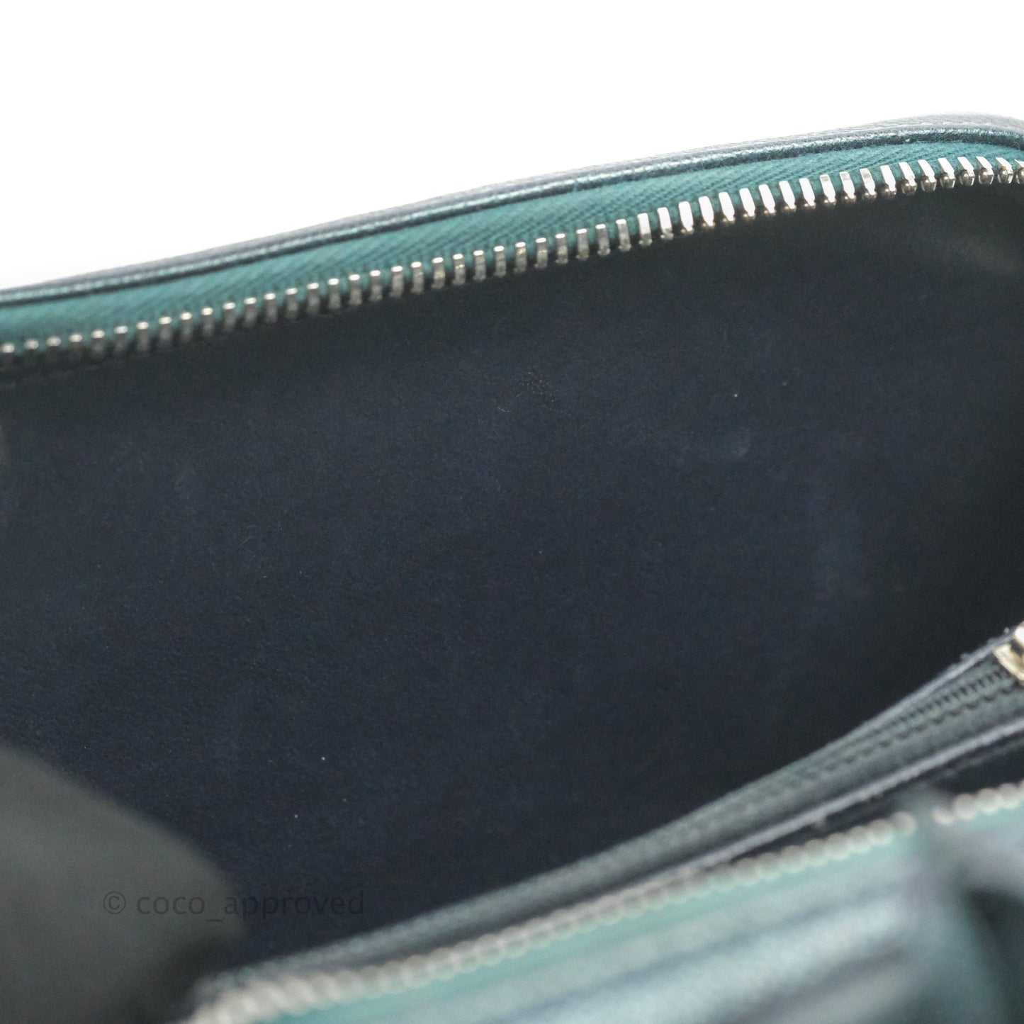 Chanel Quilted Medium CC Filigree Vanity Case Iridescent Dark Turquoise Caviar Rainbow Hardware