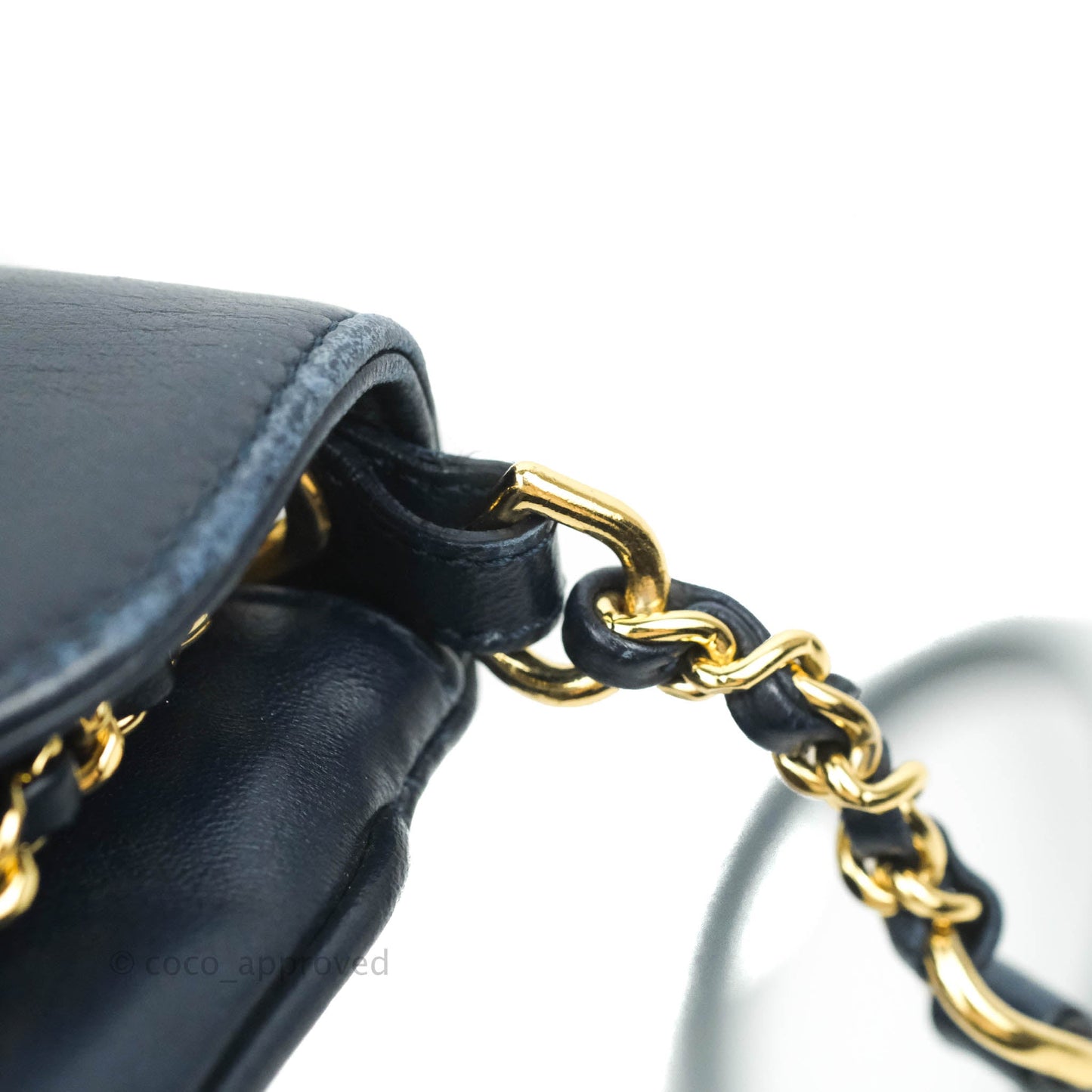 Chanel Flat Flap Bag With Chain Navy Calfskin Gold Hardware